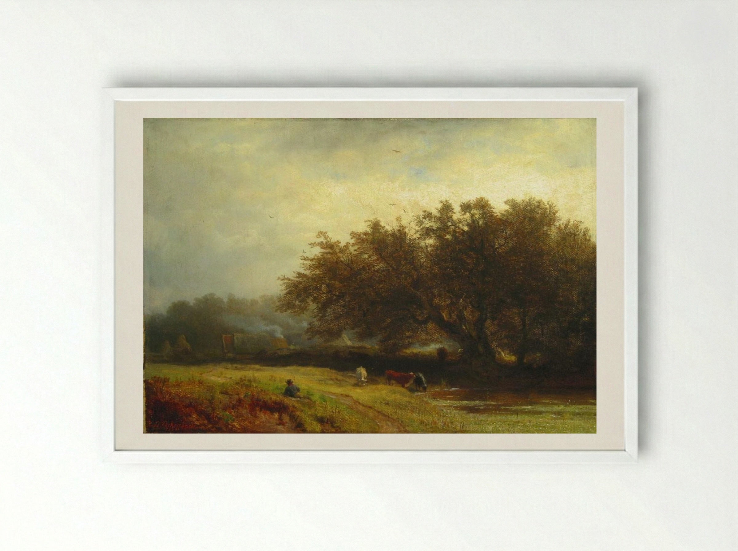 Hermitage - Andreas Achenbach - Framed Print White