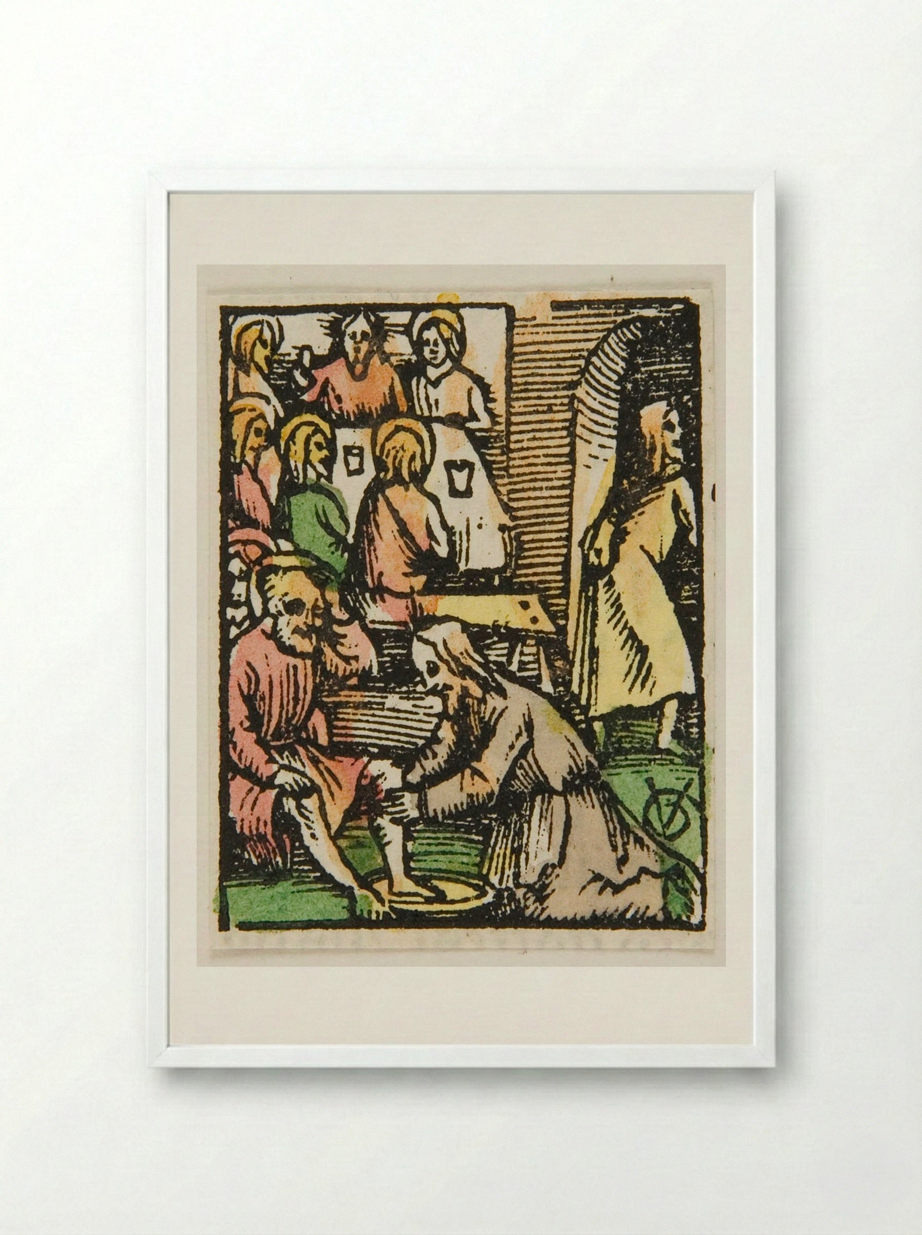 Christ Washing the Feet of His Disciples - Urs Graf - Framed Print White