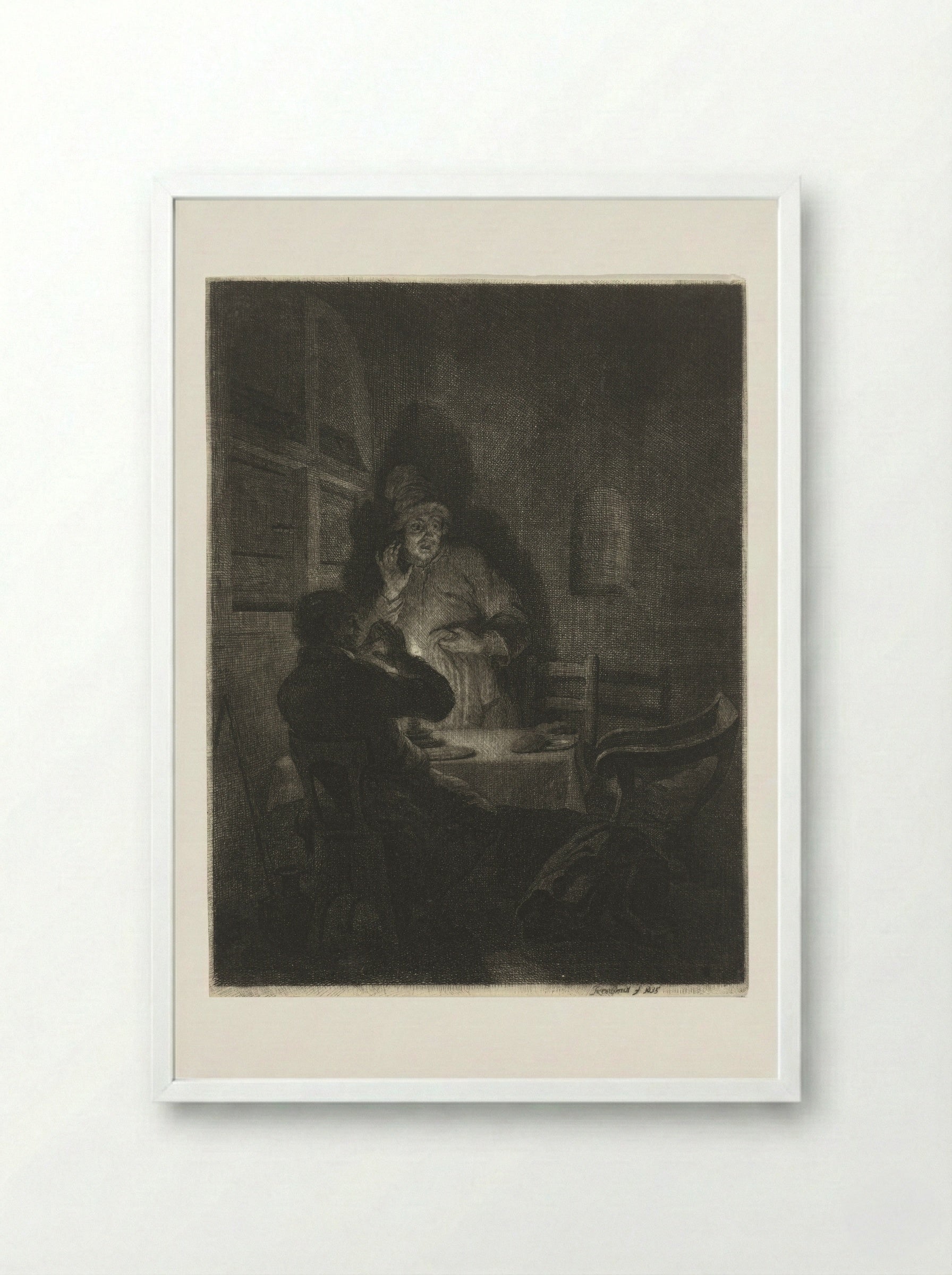 Maaltijd in Emmaüs - Arnold Houbraken - Framed Print White