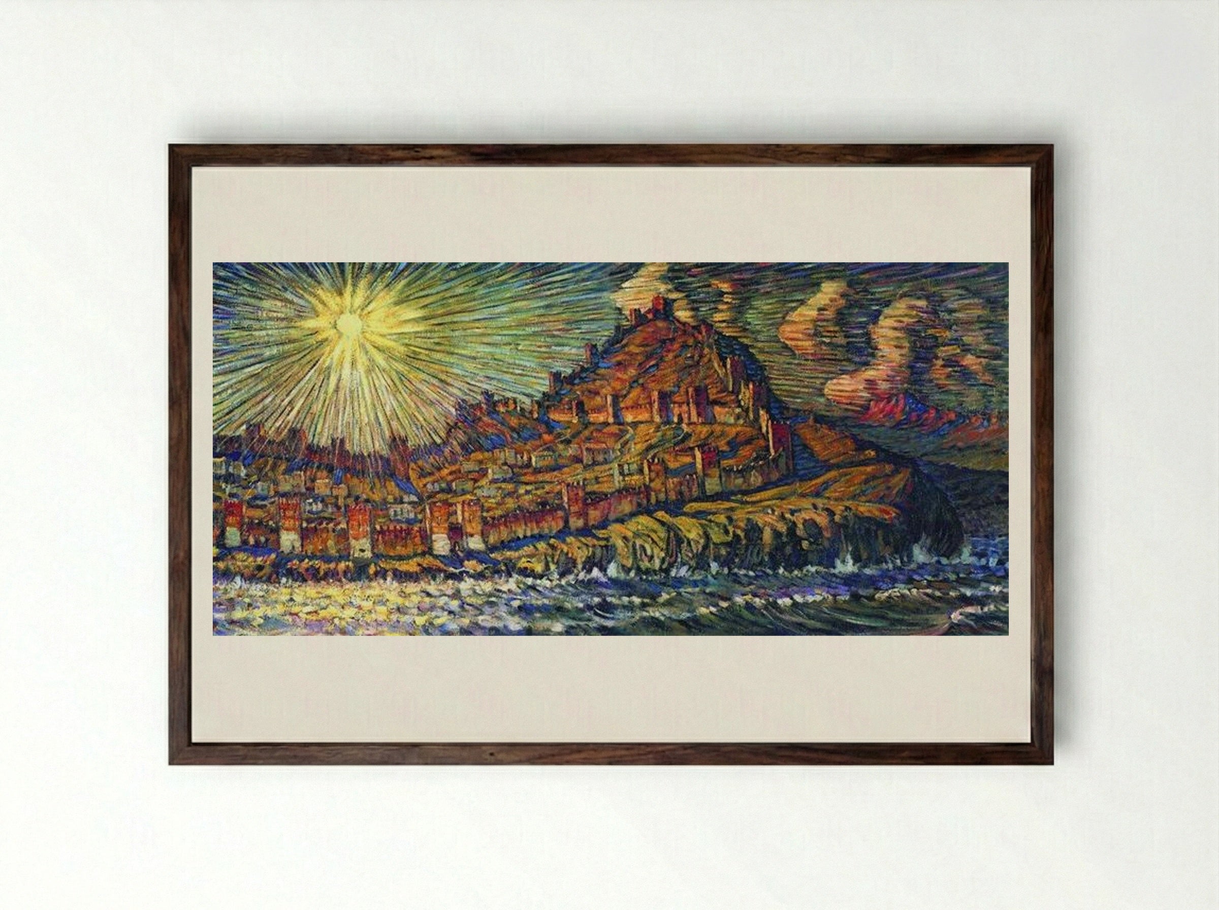 Genoese Fortress - Konstantin Bogaevsky - Framed Print Dark Wood