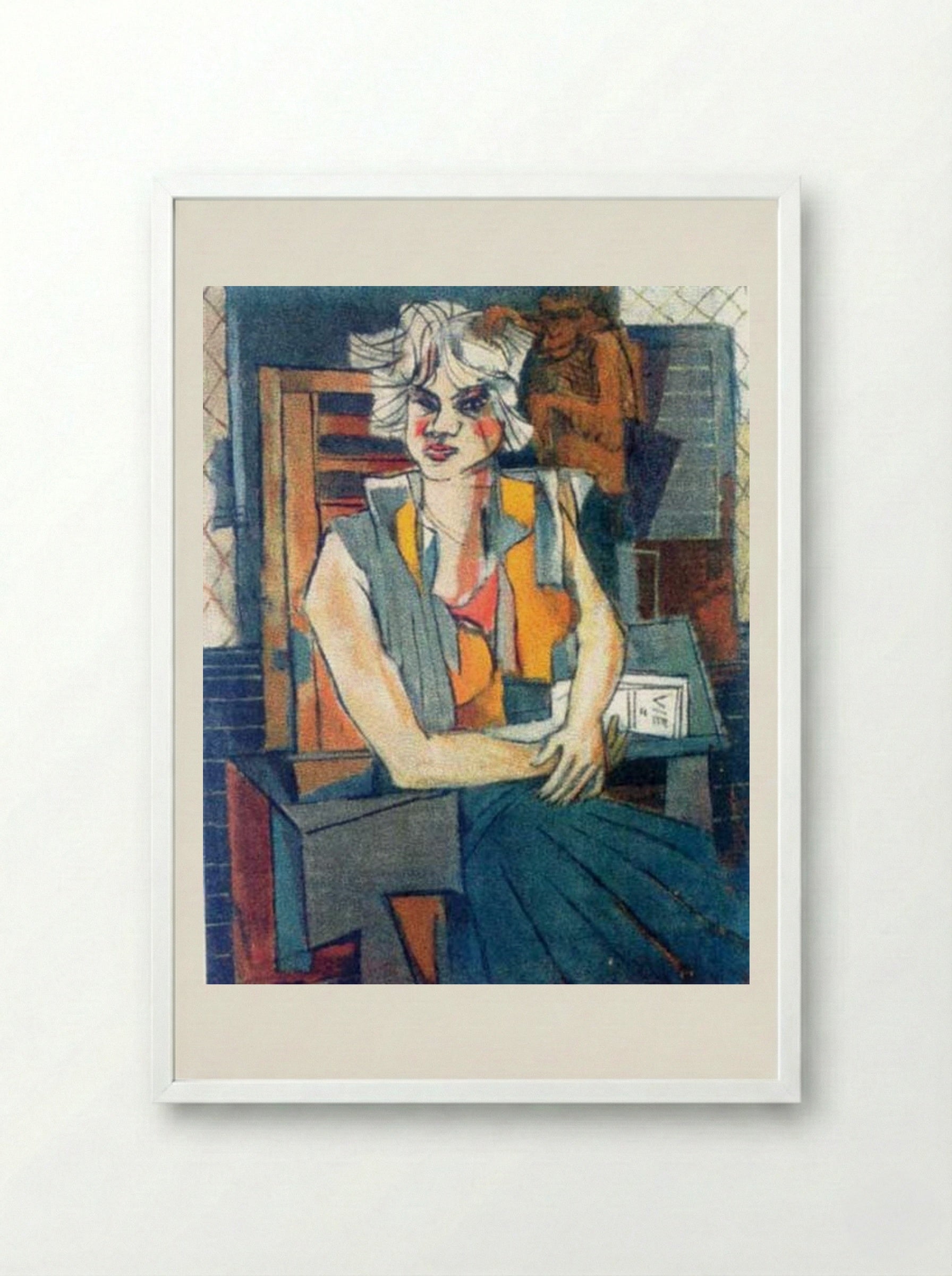 Girl Portrait - Marcel Janco - Framed Print White