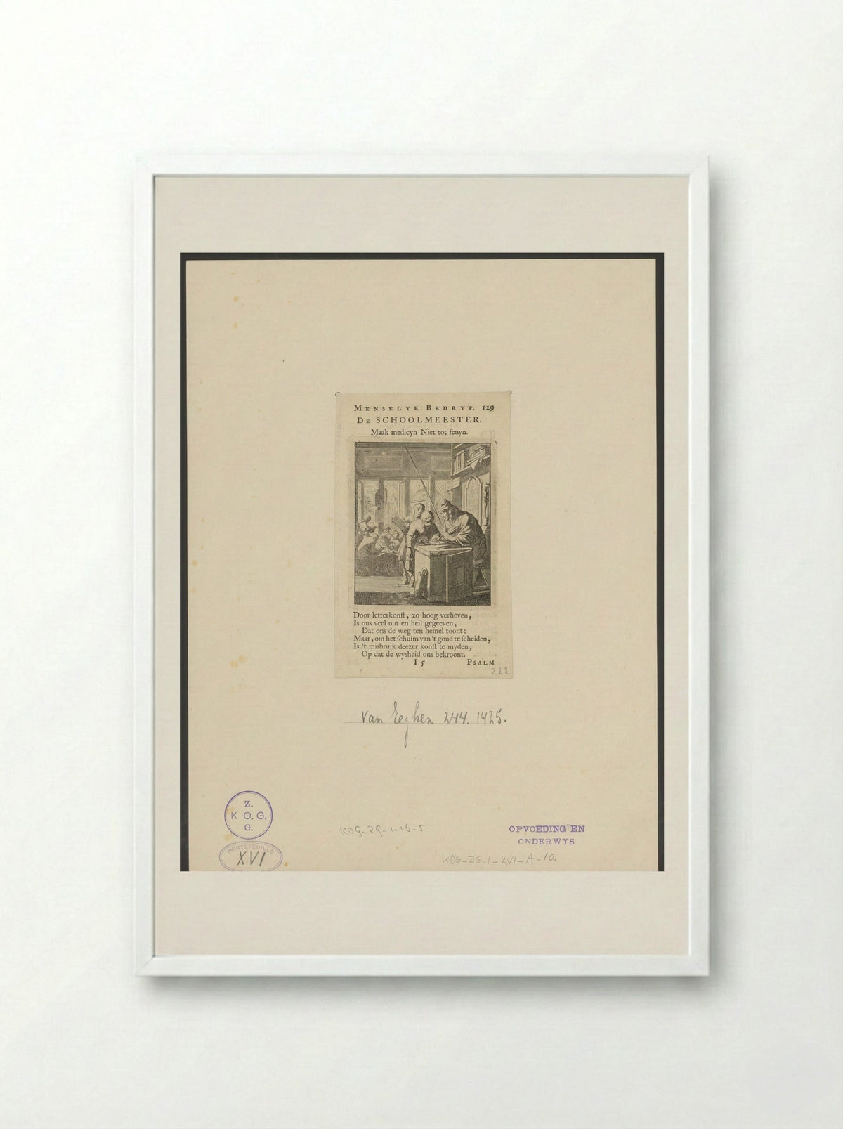 De Schoolmeester - Cornelis van der Sys - Framed Print White