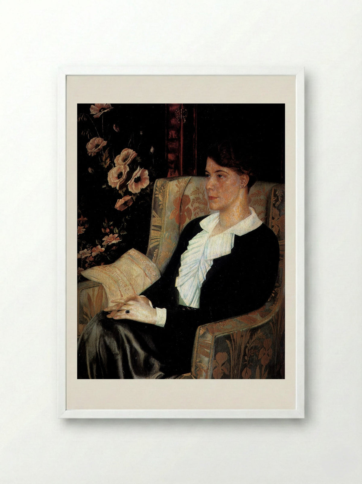 Portrait of Evdokiya Nikolaevna Glebova, the Artist's Sister - Pavel Filonov - Framed Print White