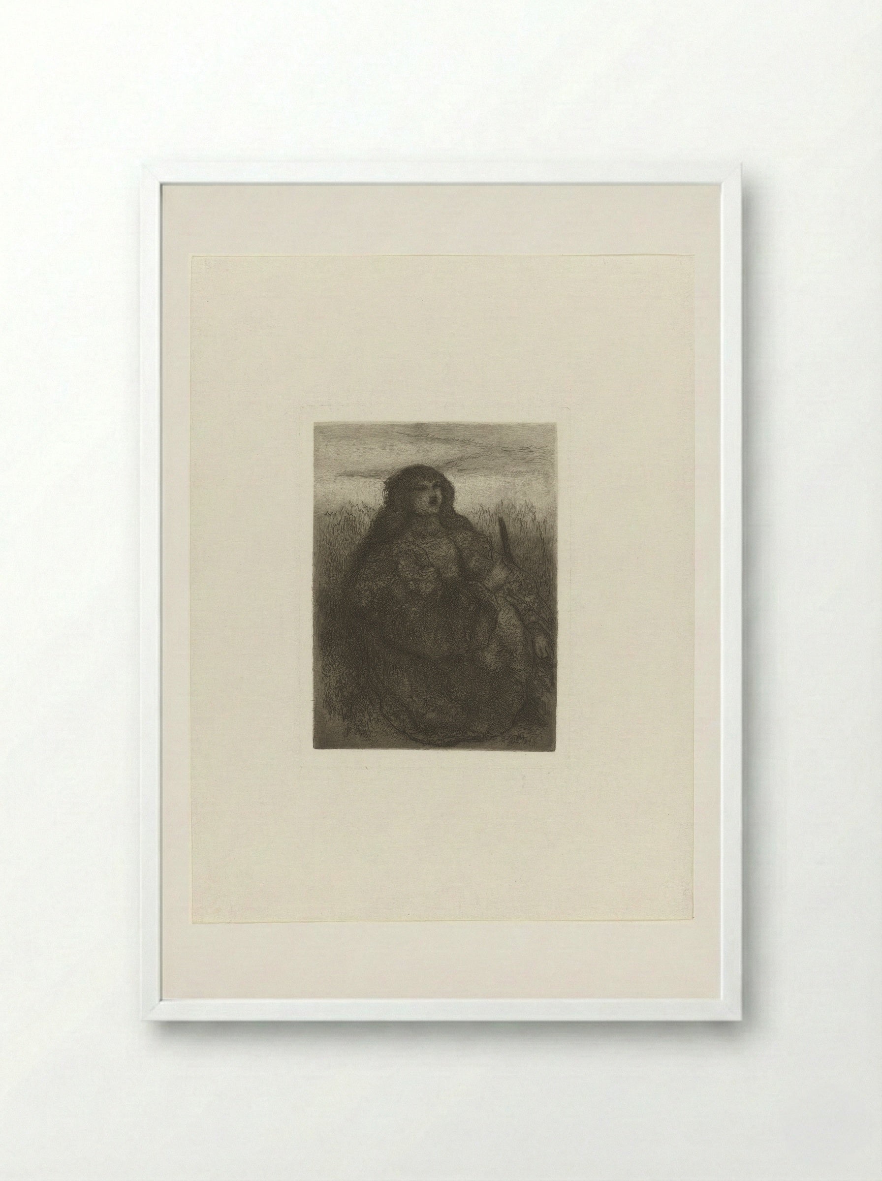Woman in a Landscape - Matthijs Maris - Framed Print White