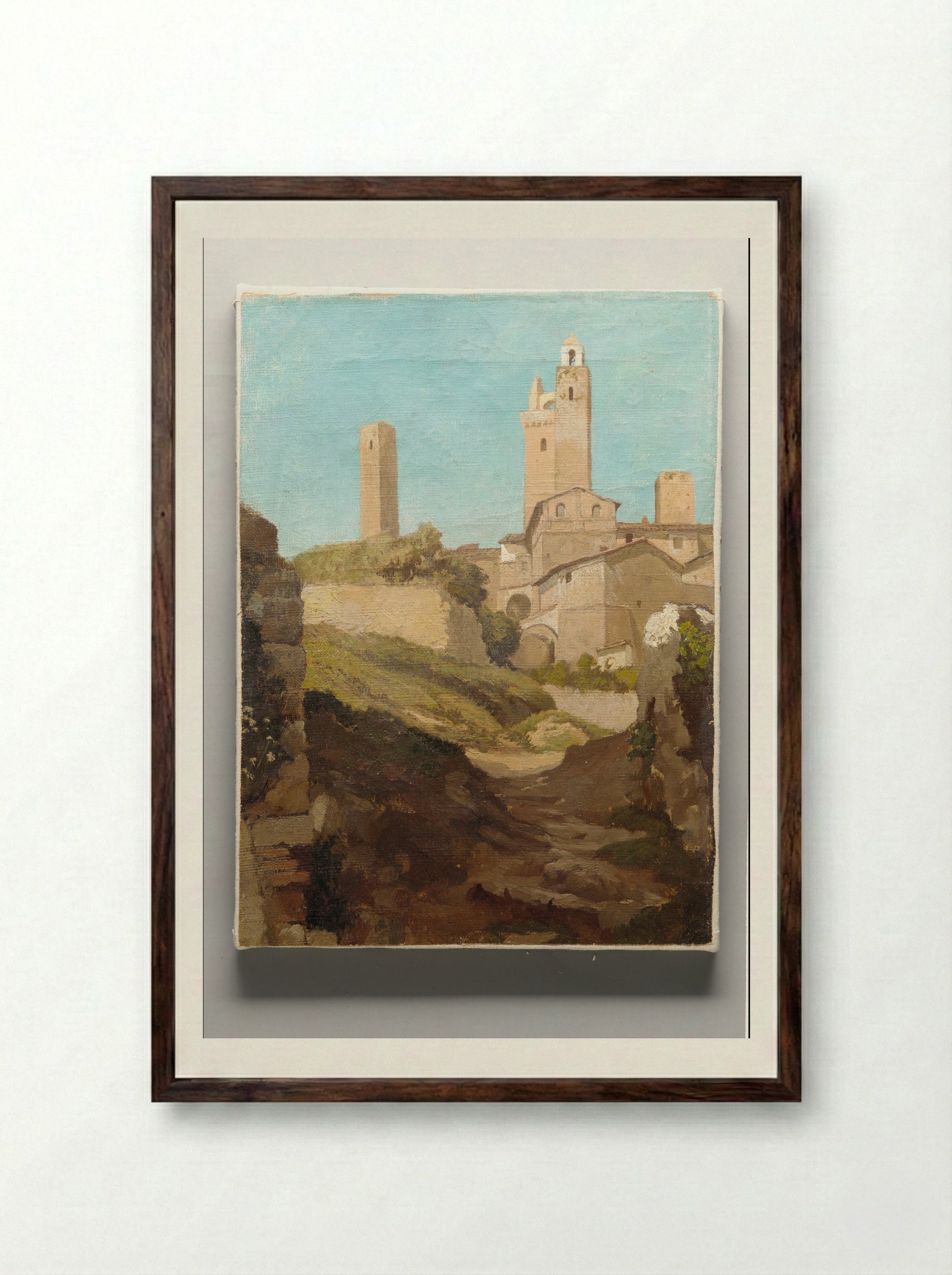 San Gimignano - Elihu Vedder - Framed Print Dark Wood