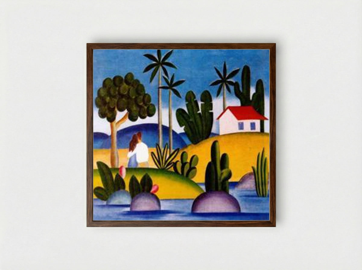Idílio - Tarsila do Amaral - Framed Print Dark Wood
