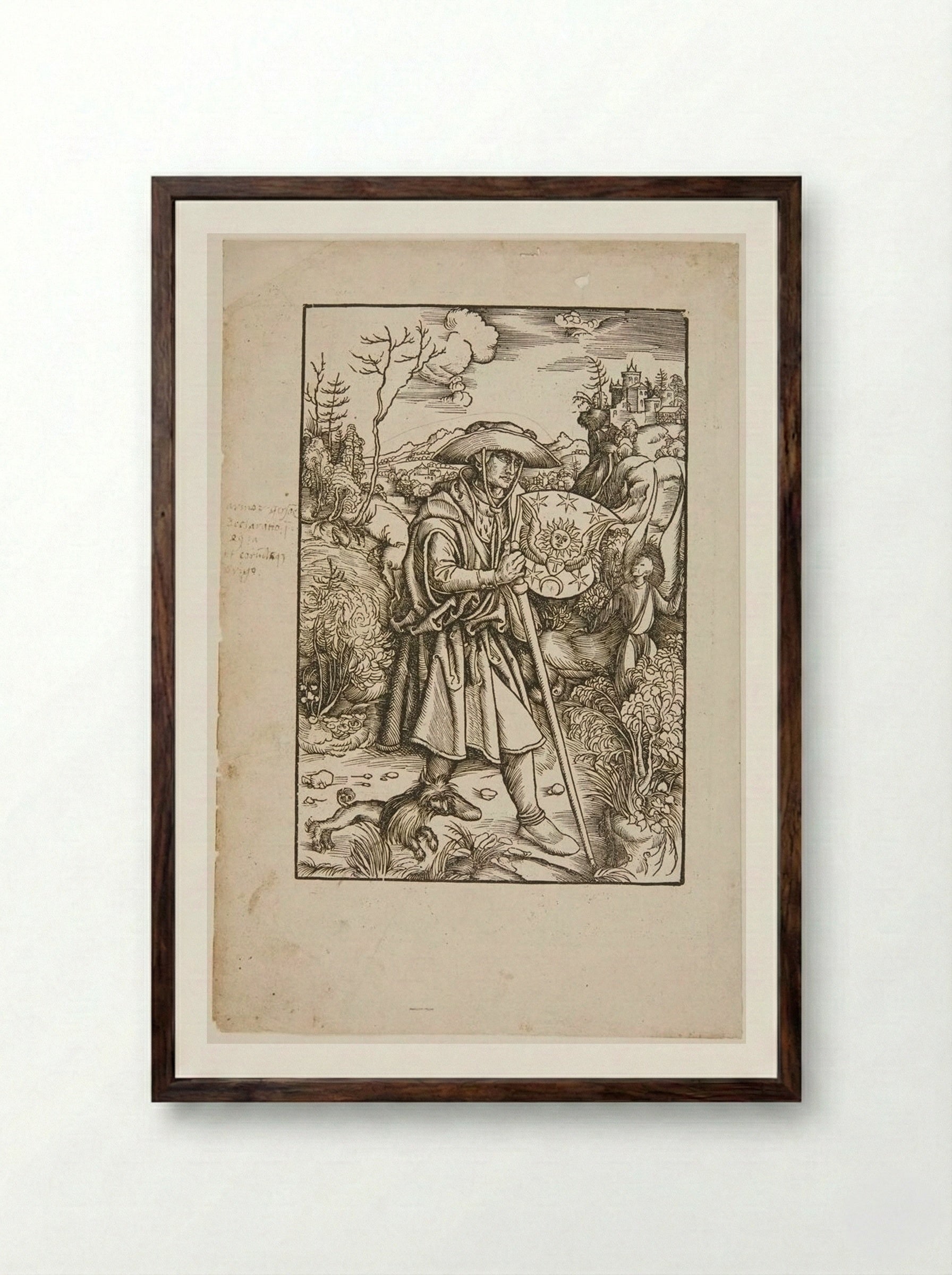 Gerson as Pilgrim - Hans Wechtlin - Framed Print Dark Wood