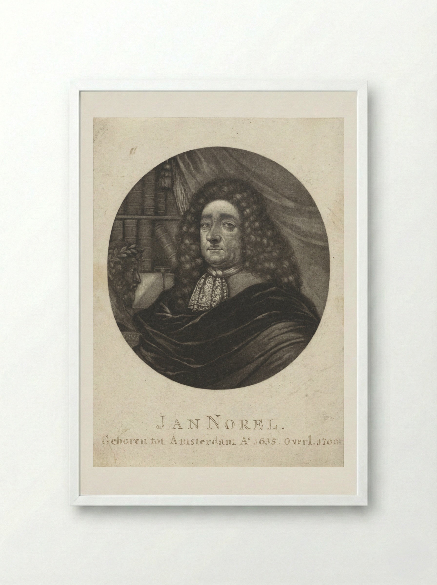 Portret van de dichter Jan Norel - Pieter Schenk (I) - Framed Print White