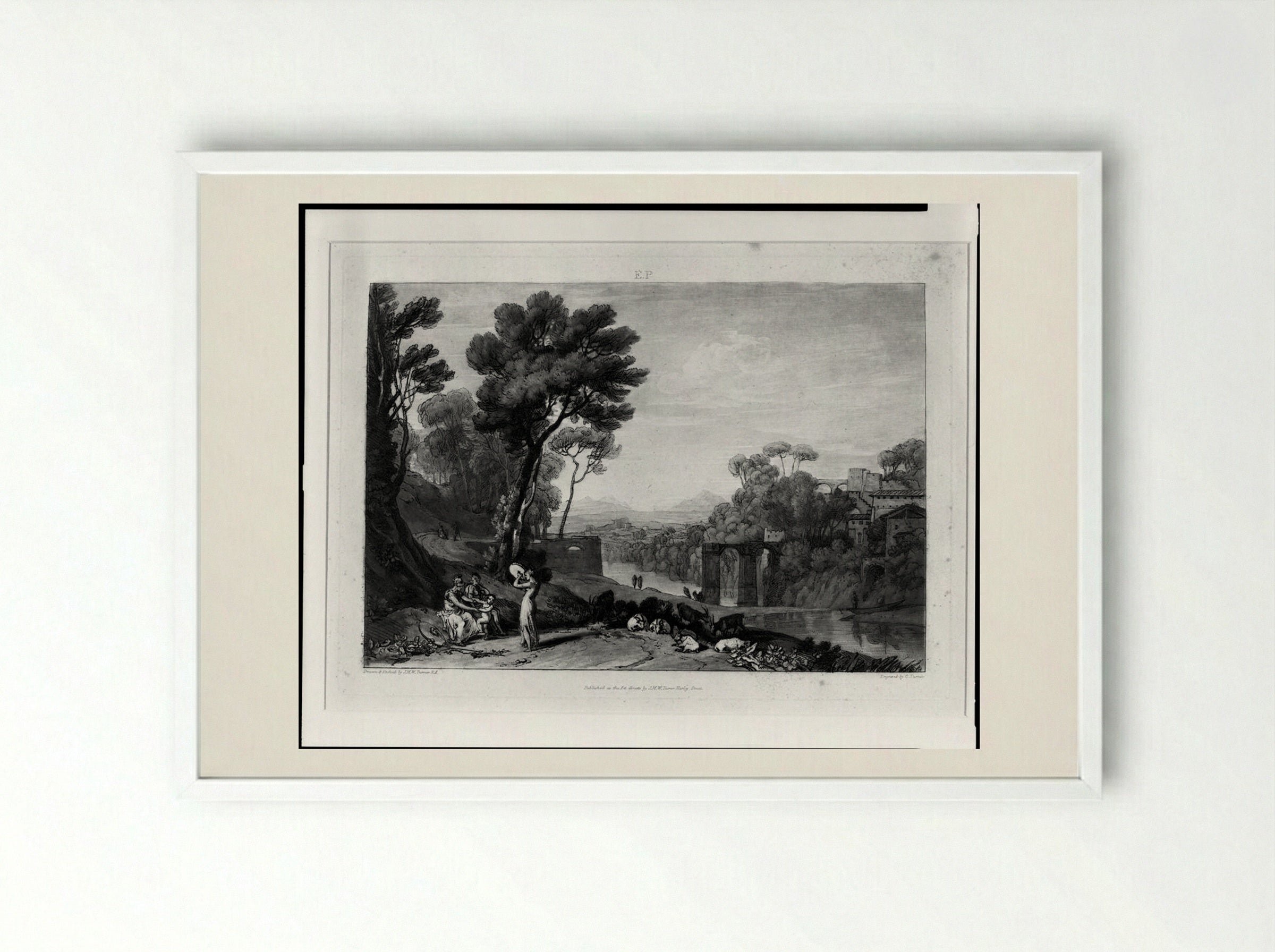 Woman with a Tambourine - Charles Turner - Framed Print White