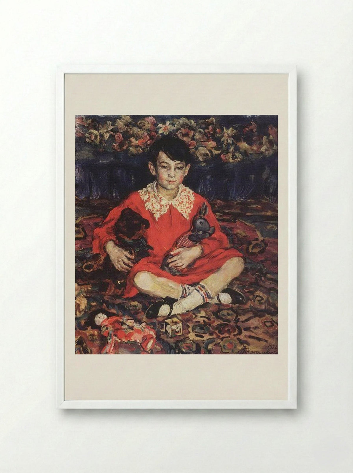 Portrait of Kamushka Benediktova - Pyotr Konchalovsky - Framed Print White