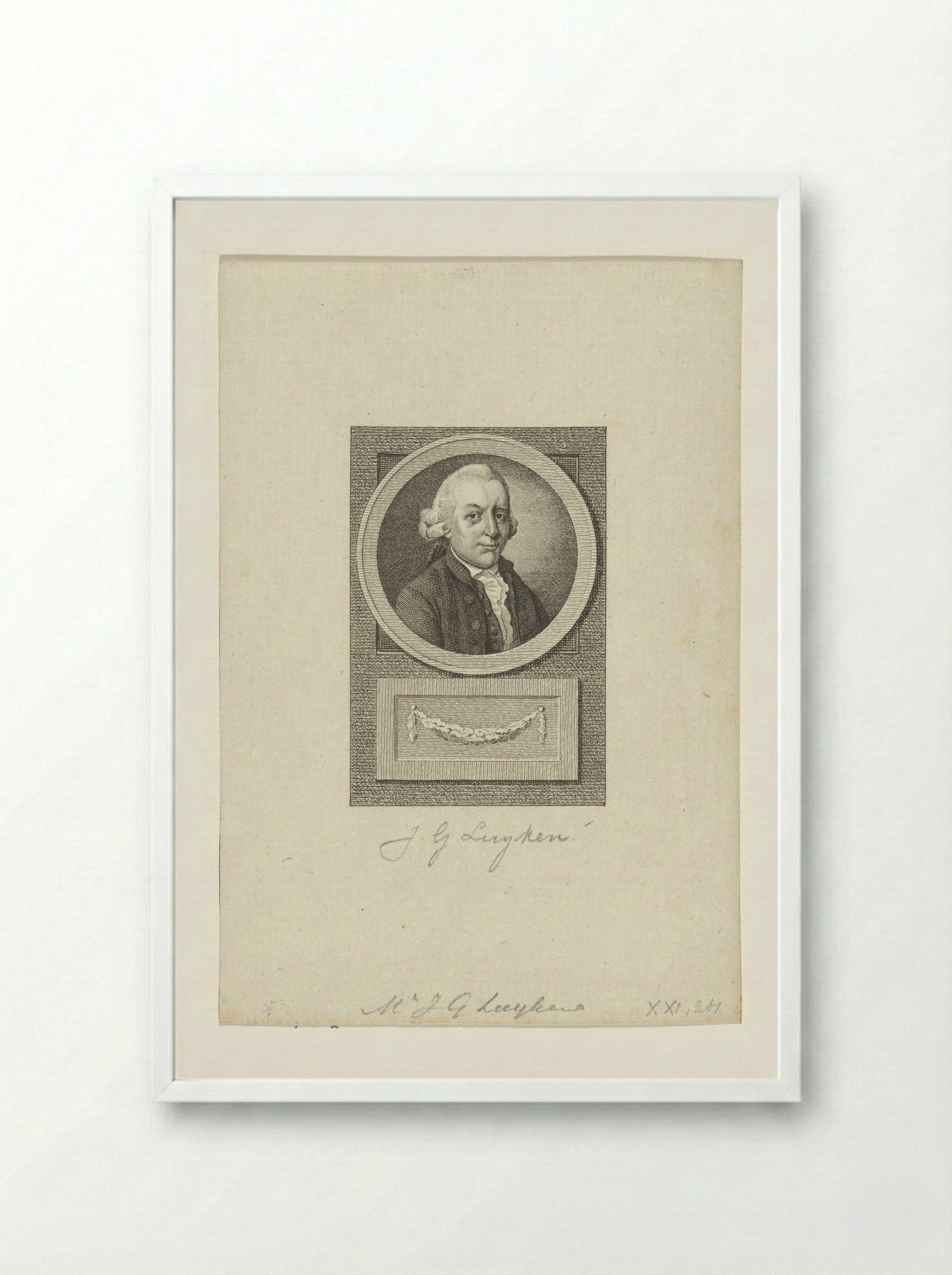 Portret van Johannes Gerardus Luyken - Reinier Vinkeles (I) - Framed Print White