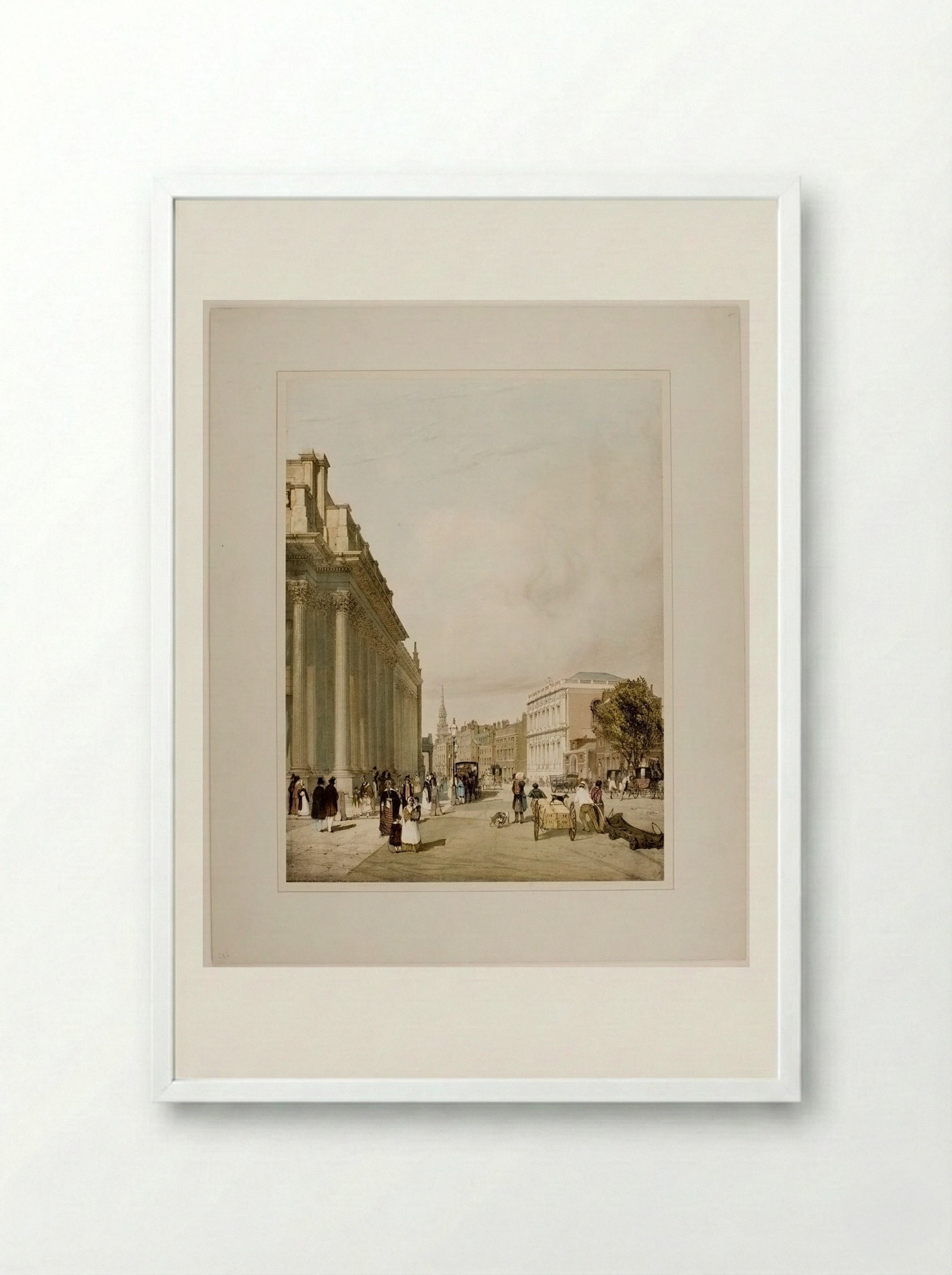 Board of Trade, Whitehall, etc... from Downing Street - Thomas Shotter Boys - Framed Print White