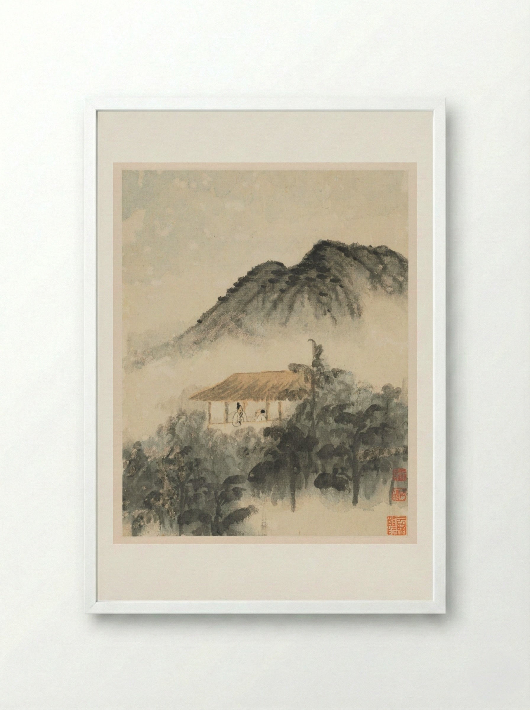 Reminiscences of Qinhuai River - Shitao - Framed Print White