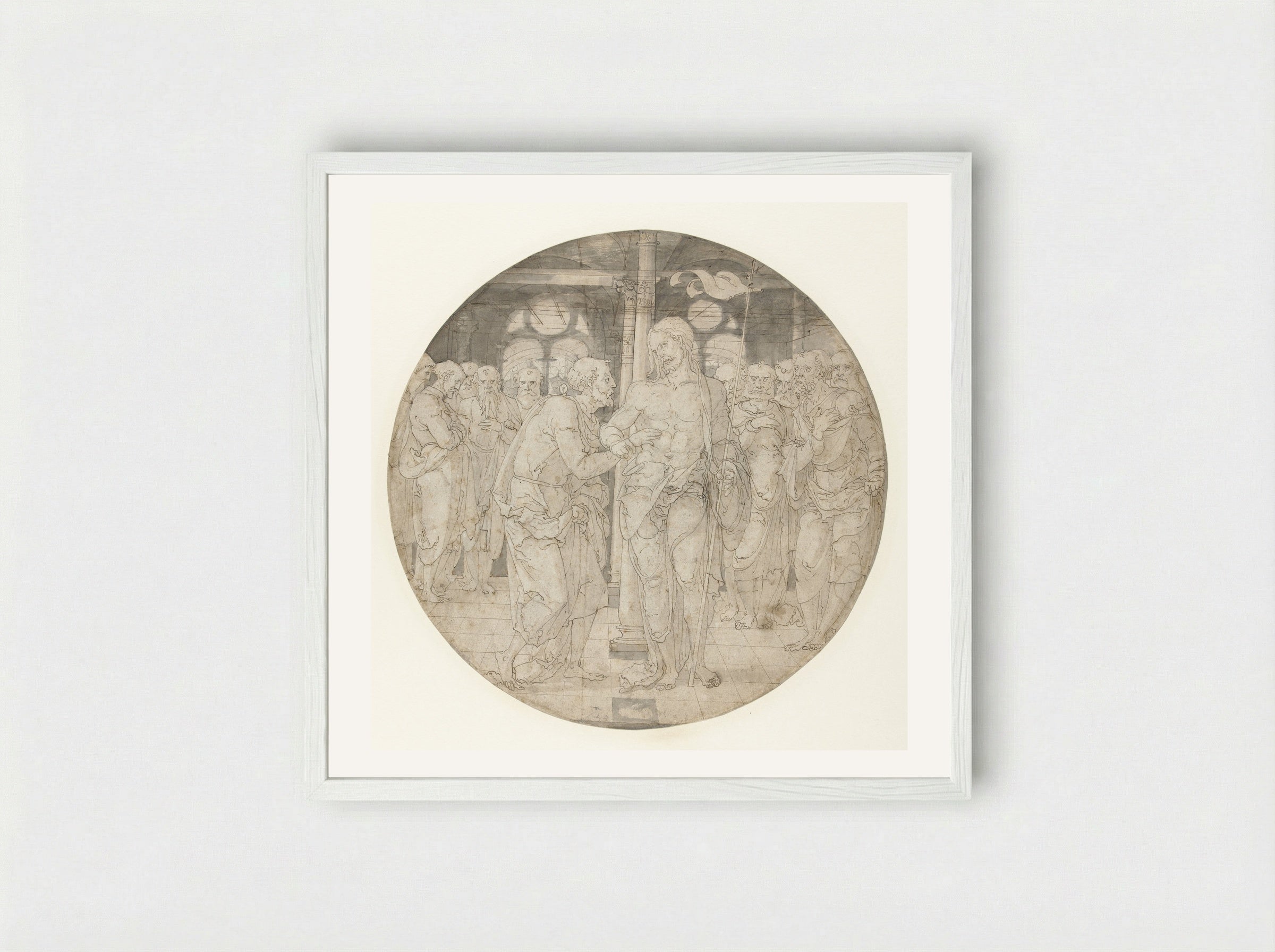 The Incredulity of Saint Thomas - Nicolaas Hogenberg - Framed Print White