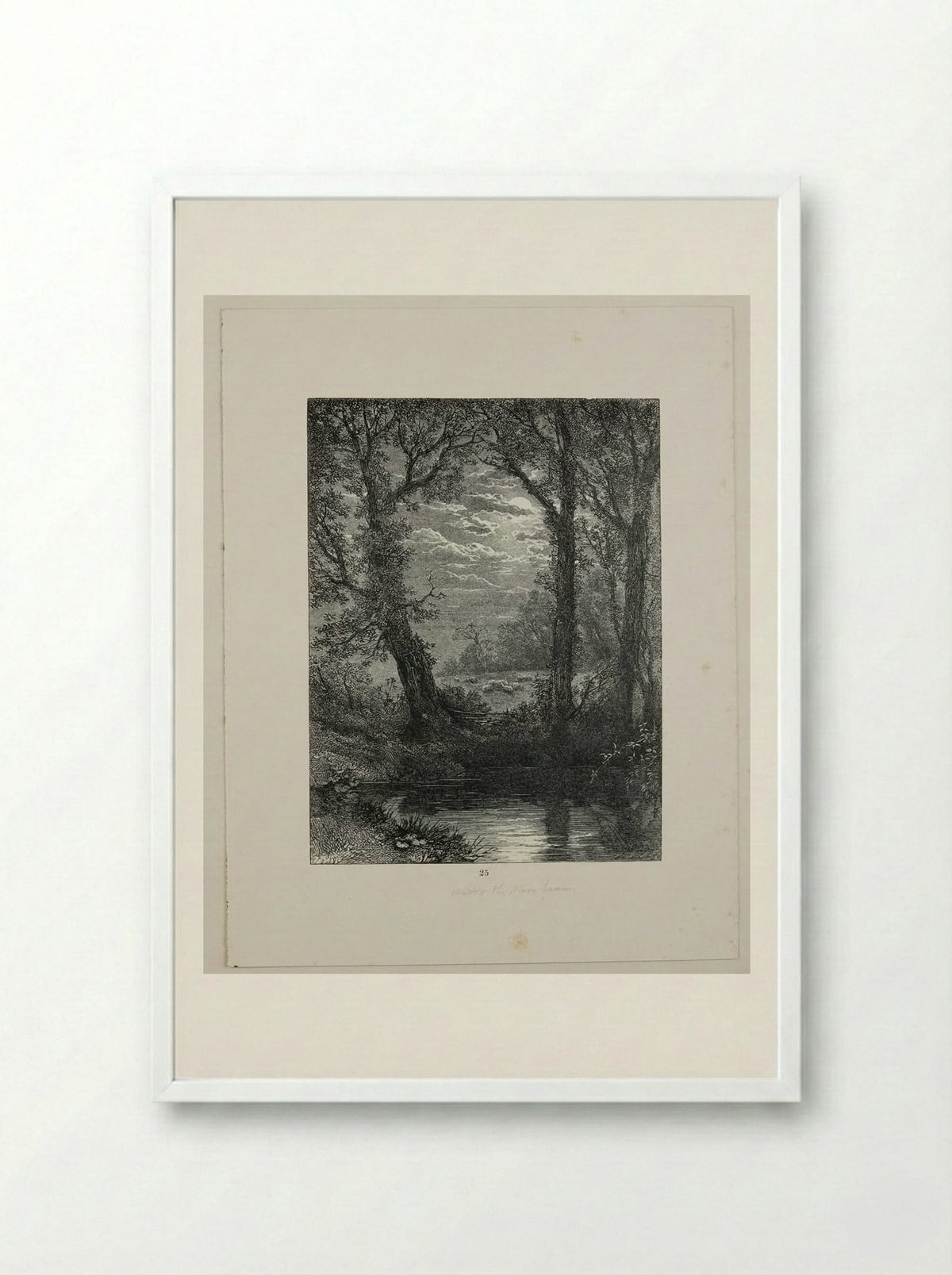 Under the Moonbeams - Edward Dalziel - Framed Print White