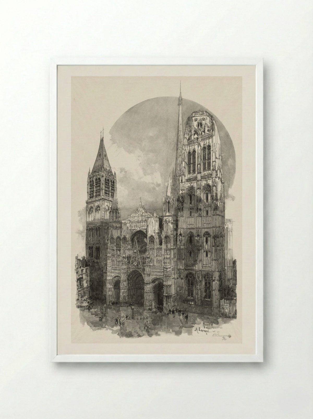 Rouen Illustré: Le Palais de Justice - Auguste Louis Lepère - Framed Print White