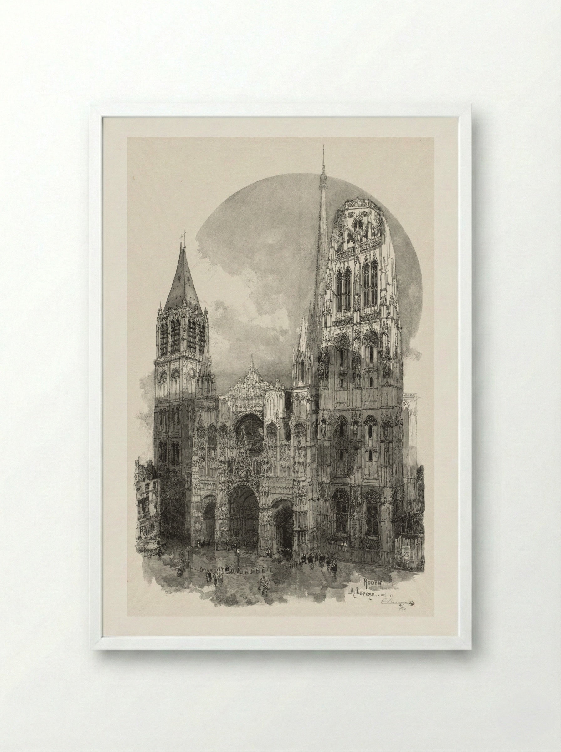 Rouen Illustré: Le Palais de Justice - Auguste Louis Lepère - Framed Print White