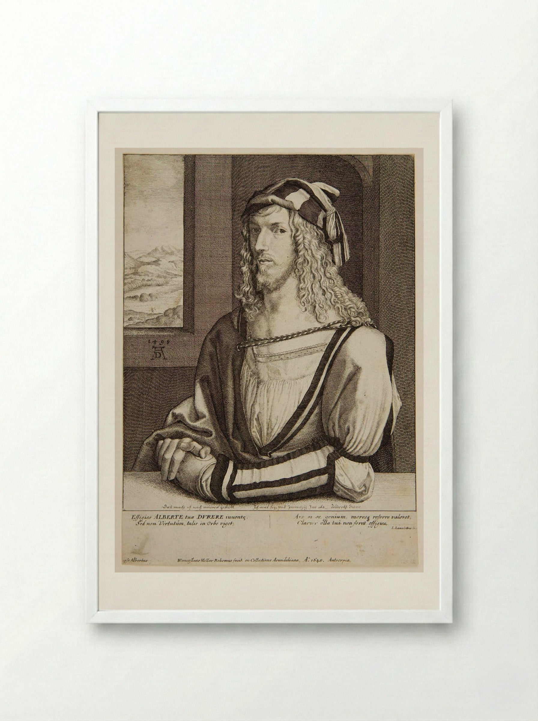 Portrait of Albrecht Dürer - Wenceslaus Hollar - Framed Print White
