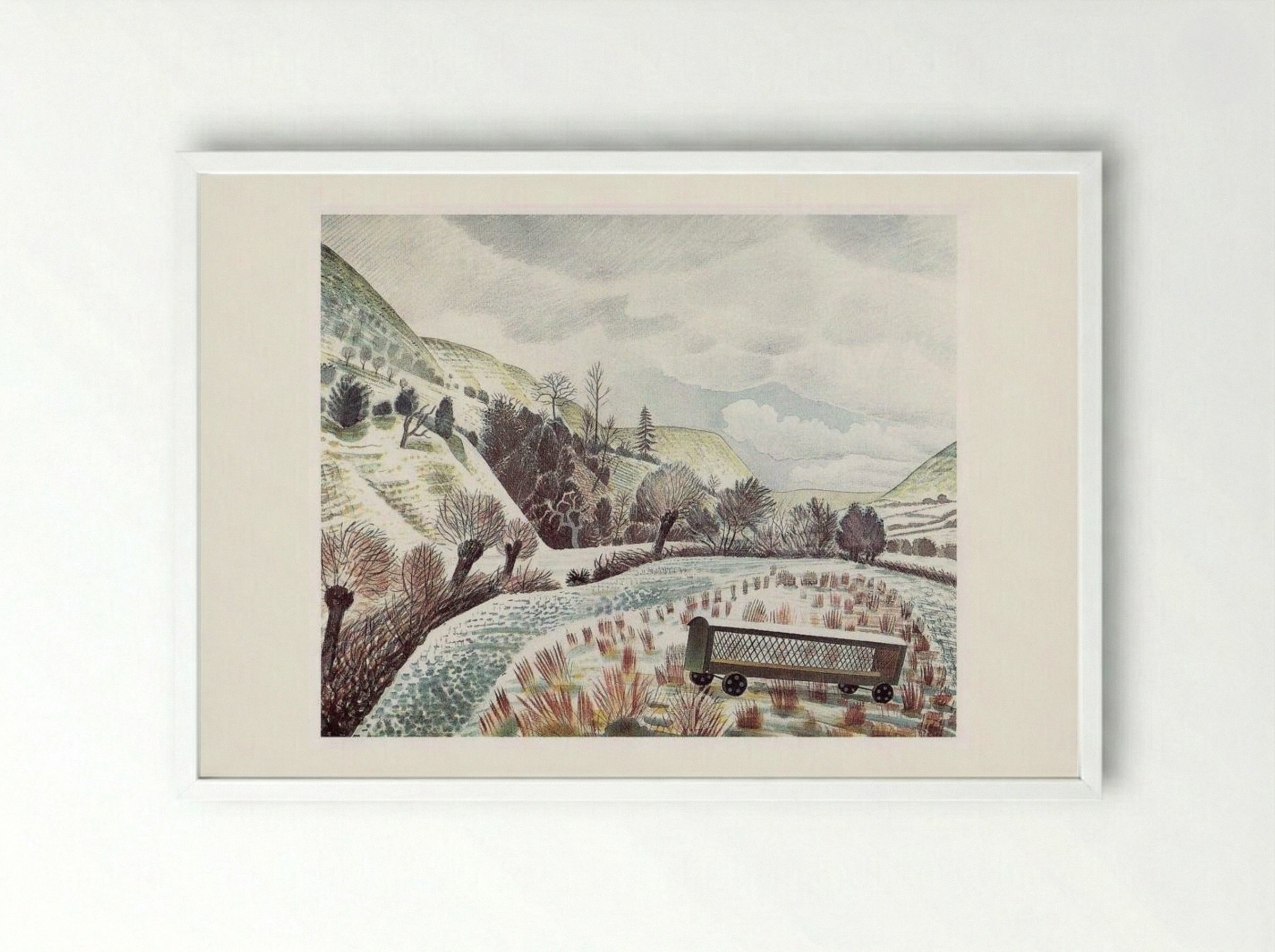 New Year's Snow - Eric Ravilious - Framed Print White