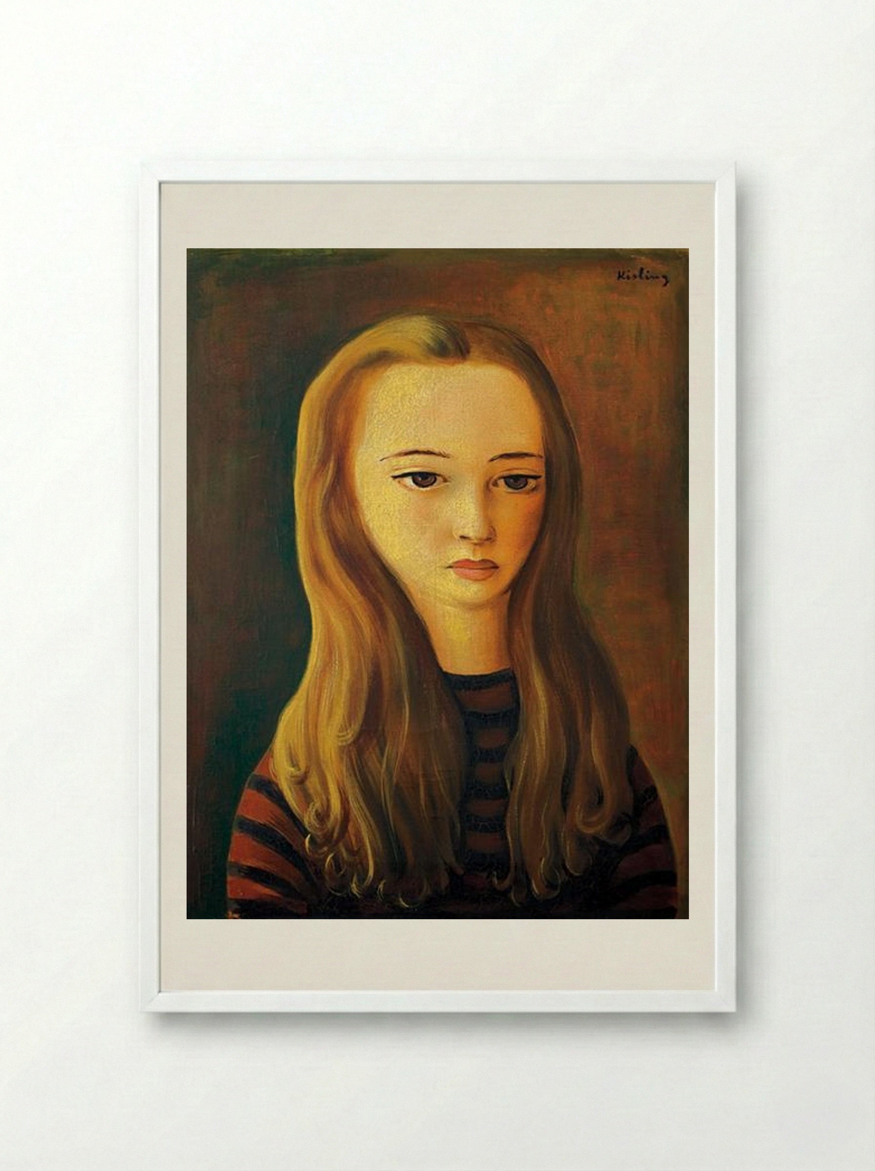 Young Girl with Long Hair - Moïse Kisling - Framed Print White