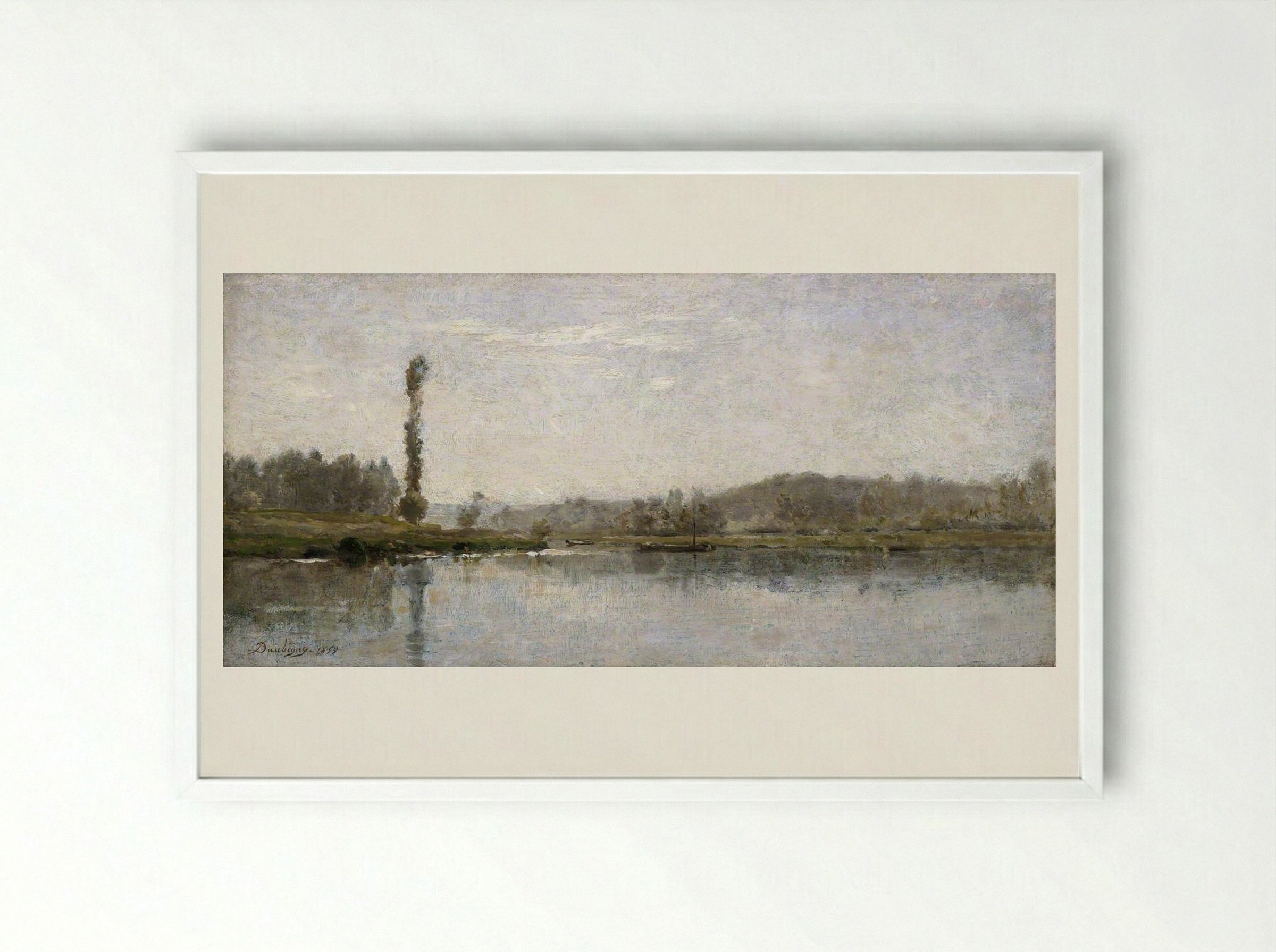 Morning - Charles-François Daubigny - Framed Print White