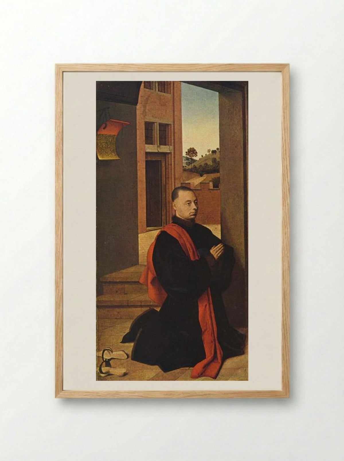 Kneeling male donor - Petrus Christus - Framed Print Wood