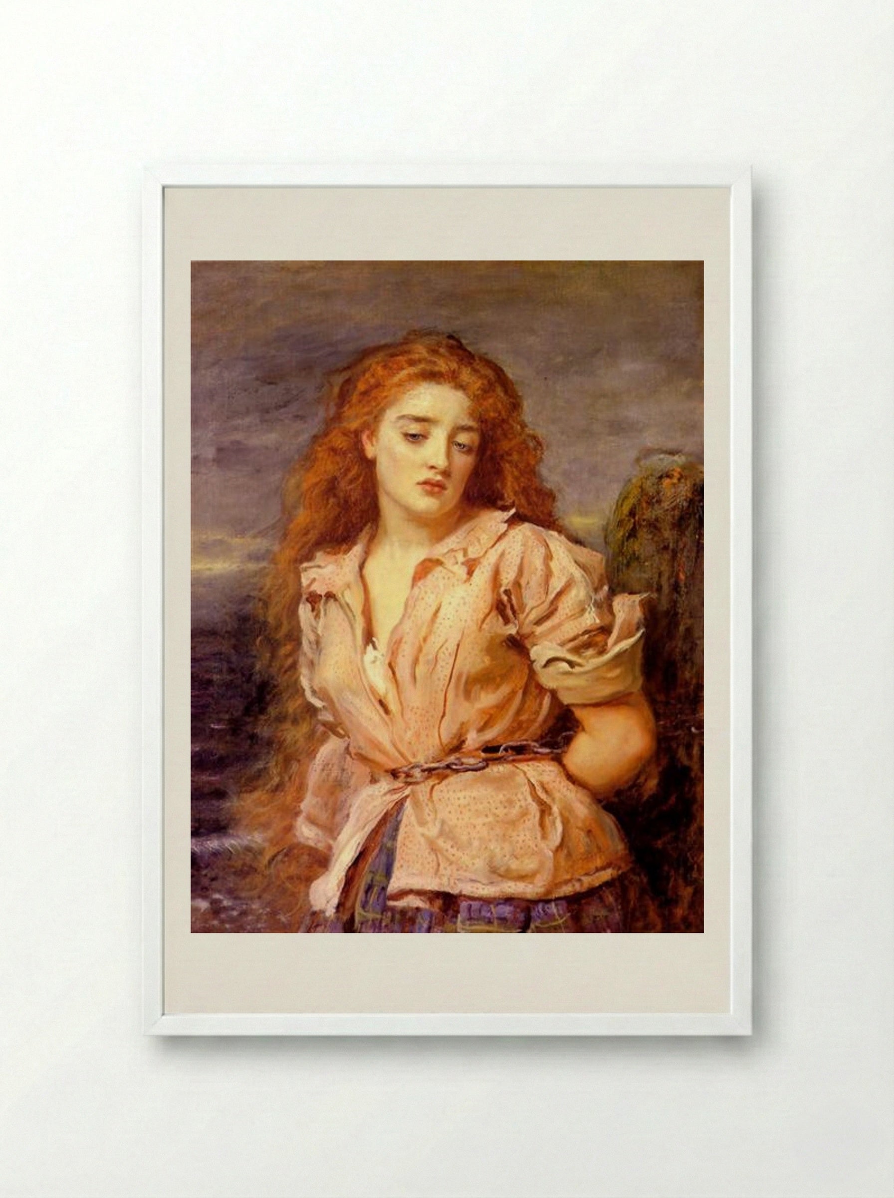 The Martyr of the Solway - John Everett Millais - Framed Print White