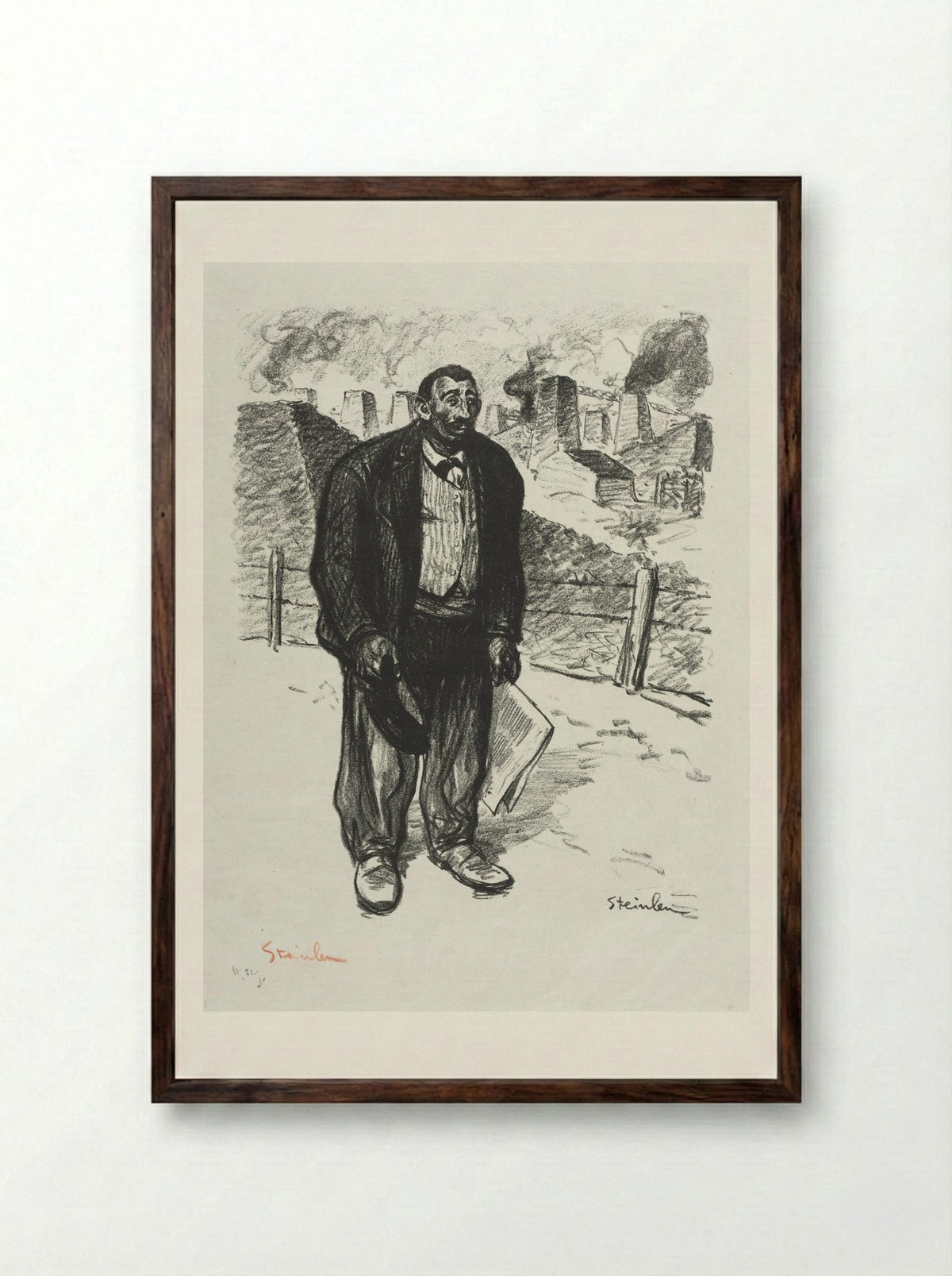 L'Honnête ouvrier - Théophile Alexandre Steinlen - Framed Print Dark Wood