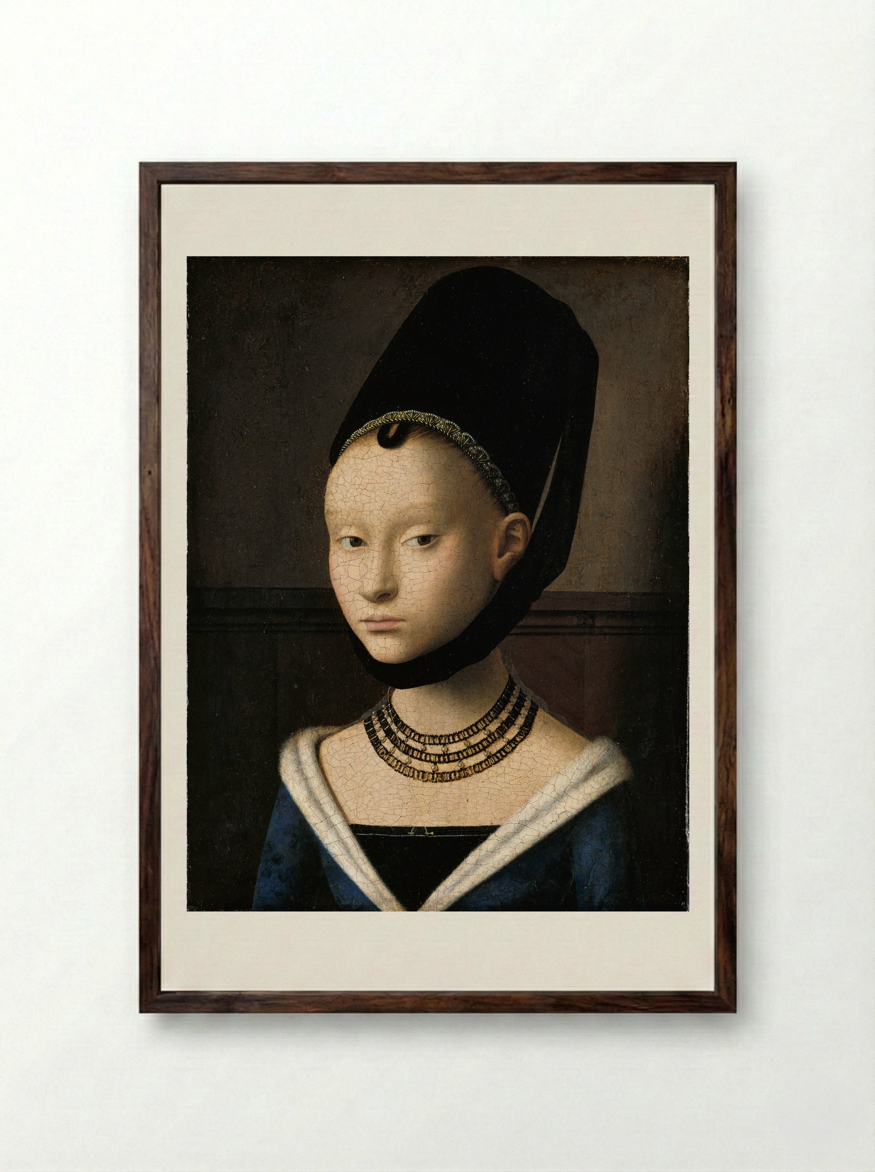Portrait of a Young Woman - Petrus Christus - Framed Print Dark Wood