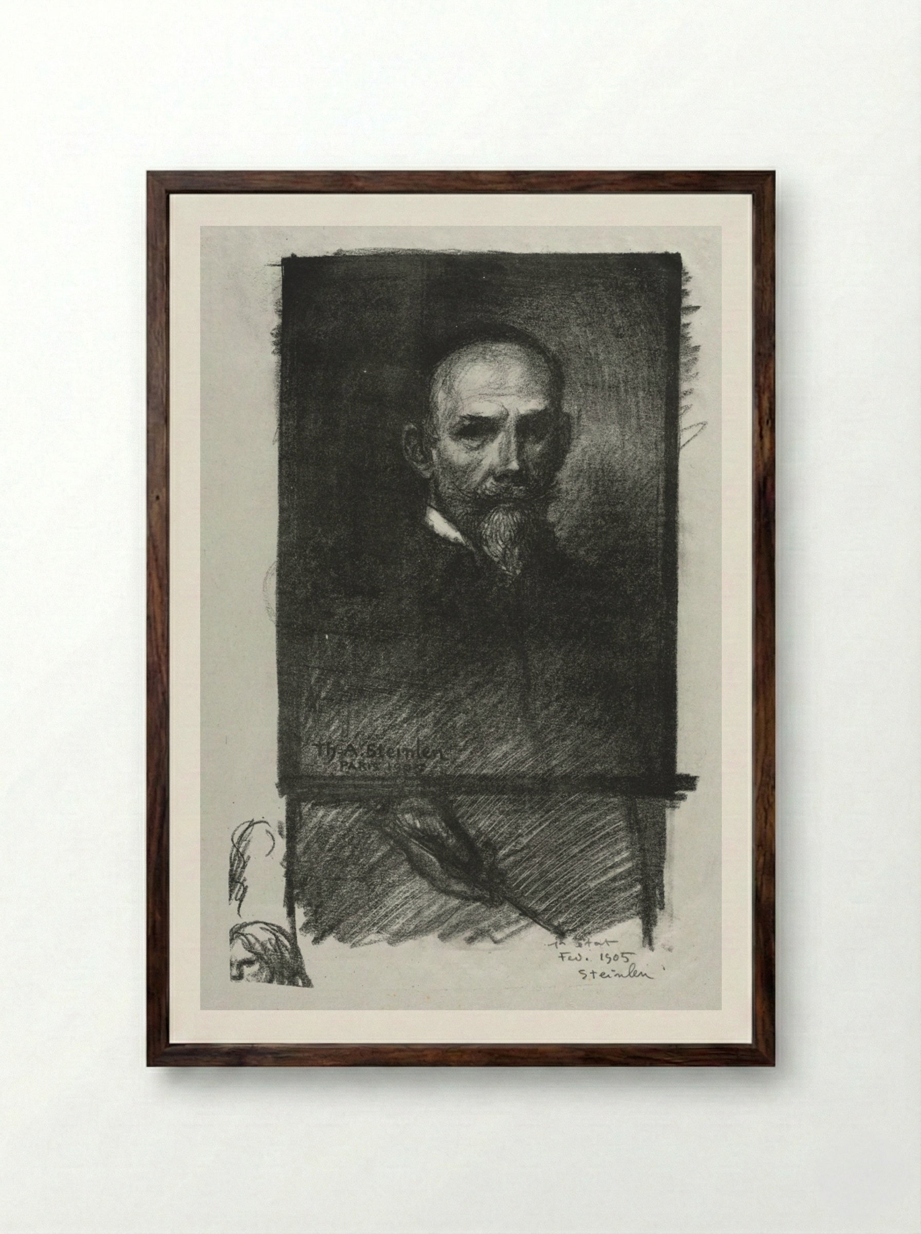 Self-Portrait - Théophile Alexandre Steinlen - Framed Print Dark Wood