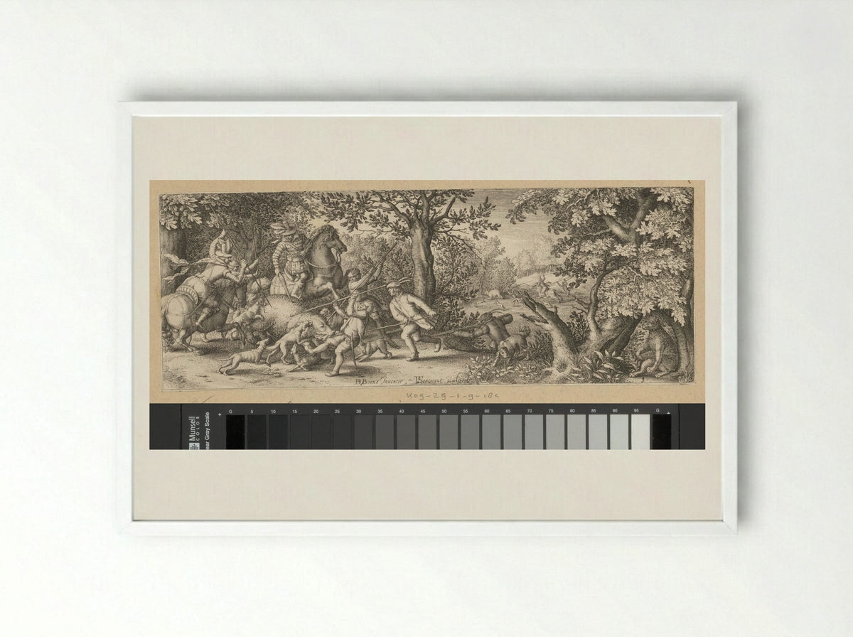 Berenjacht (Bear Hunt) - Claes Jansz. Visscher (II) - Framed Print White