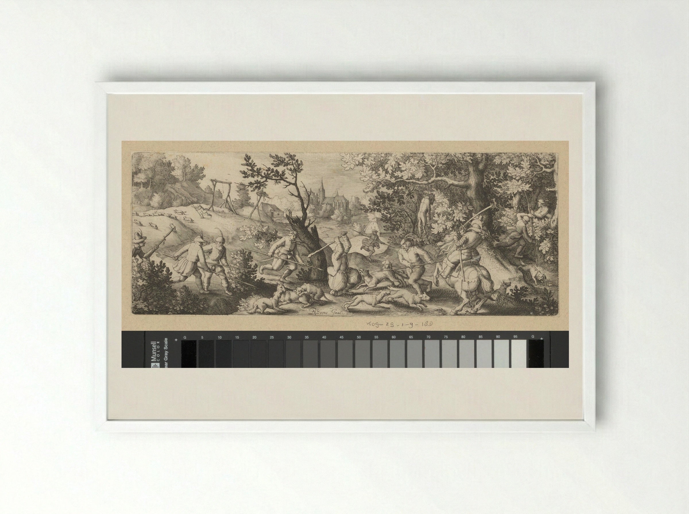 Vossenjacht (The Fox Hunt) - Claes Jansz. Visscher (II) - Framed Print White