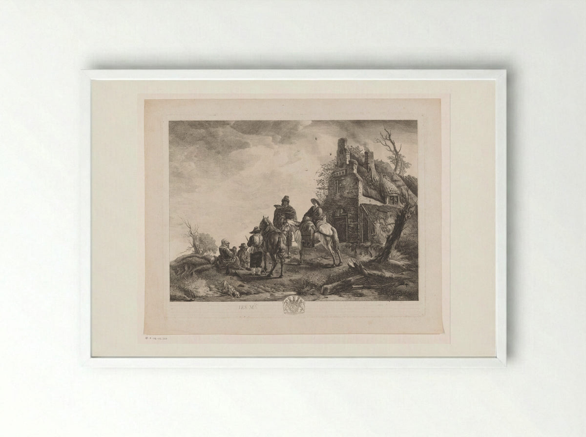 Marskramers voor een huis - Jean Moyreau - Framed Print White