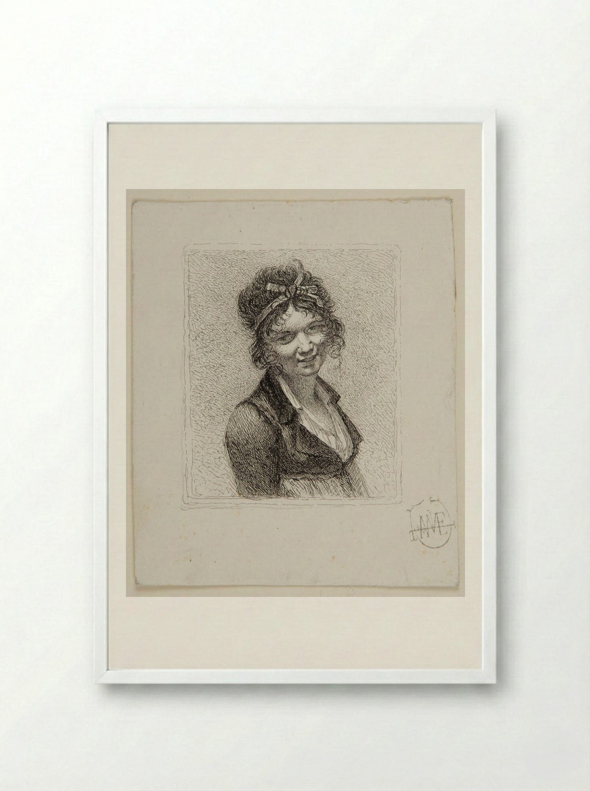Portrait of Constance Mayer - Léopold Flameng - Framed Print White