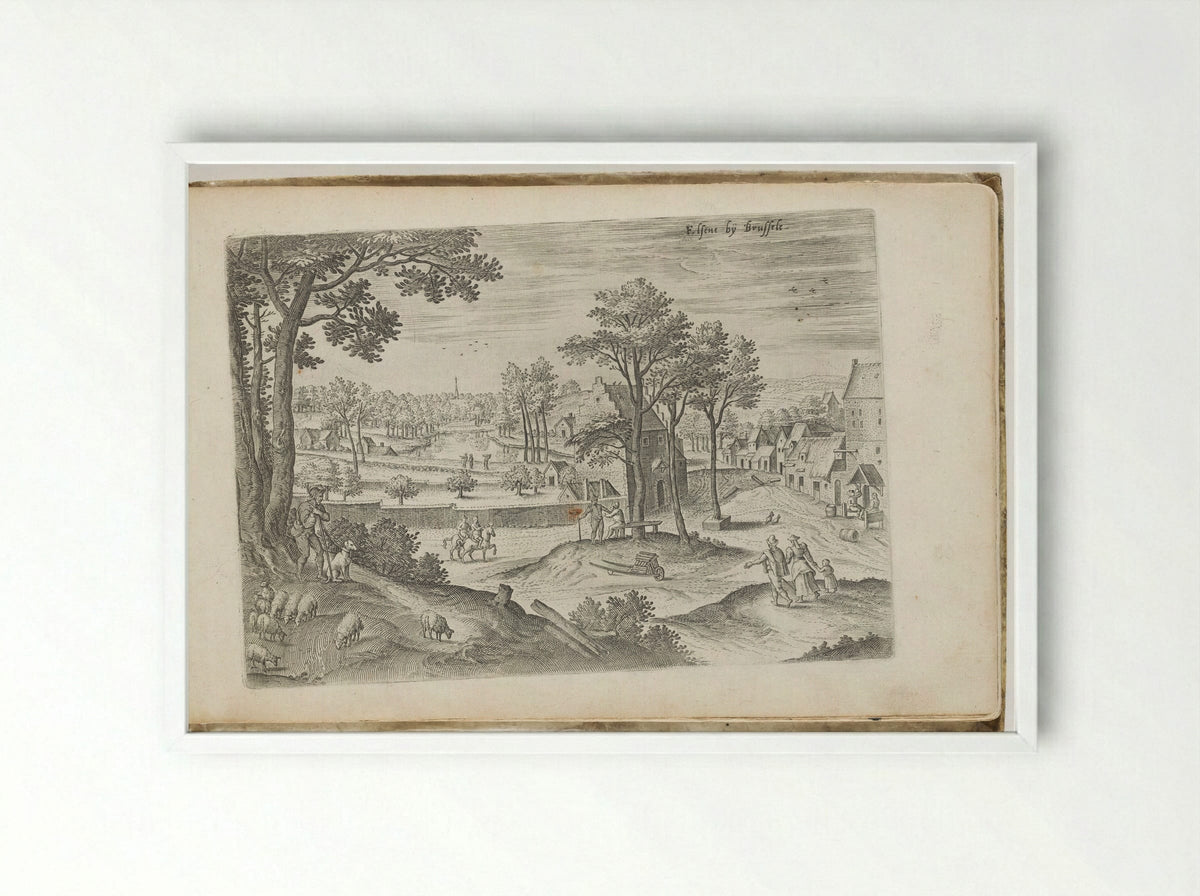 Elsens bij Brussels - Hans Collaert the Elder - Framed Print White