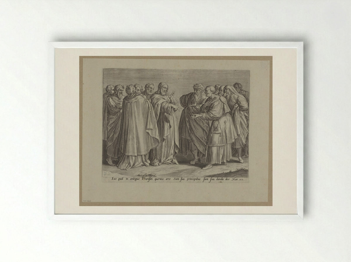 The Great Commandment - Hans Collaert the Elder - Framed Print White