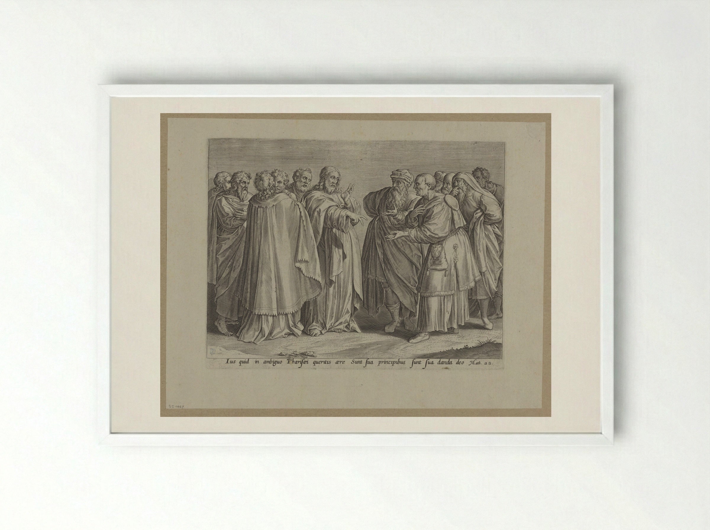 The Great Commandment - Hans Collaert the Elder - Framed Print White