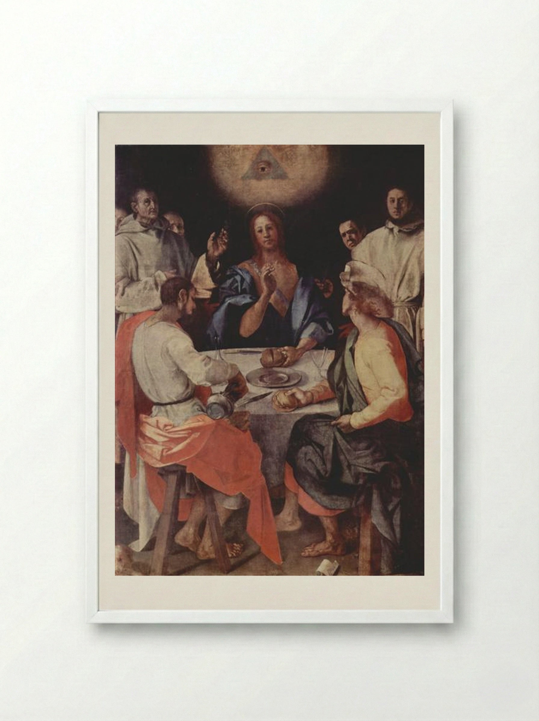 Supper at Emmaus - Jacopo Pontormo - Framed Print White