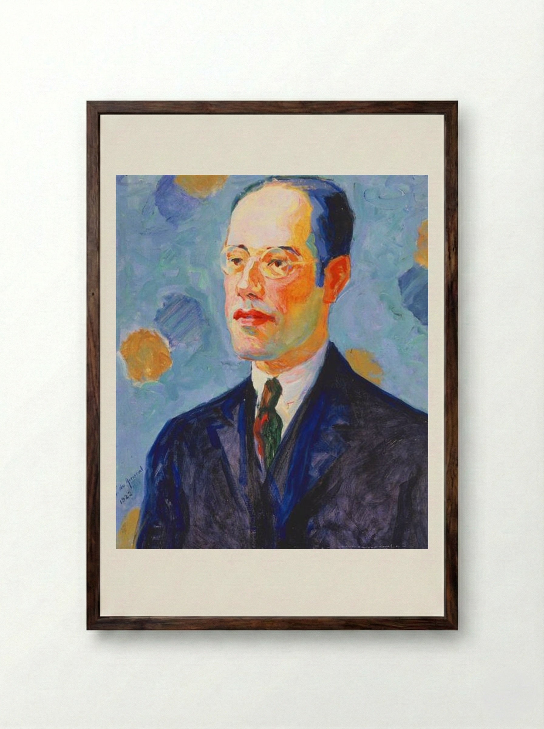Portrait of Mário de Andrade - Tarsila do Amaral - Framed Print Dark Wood