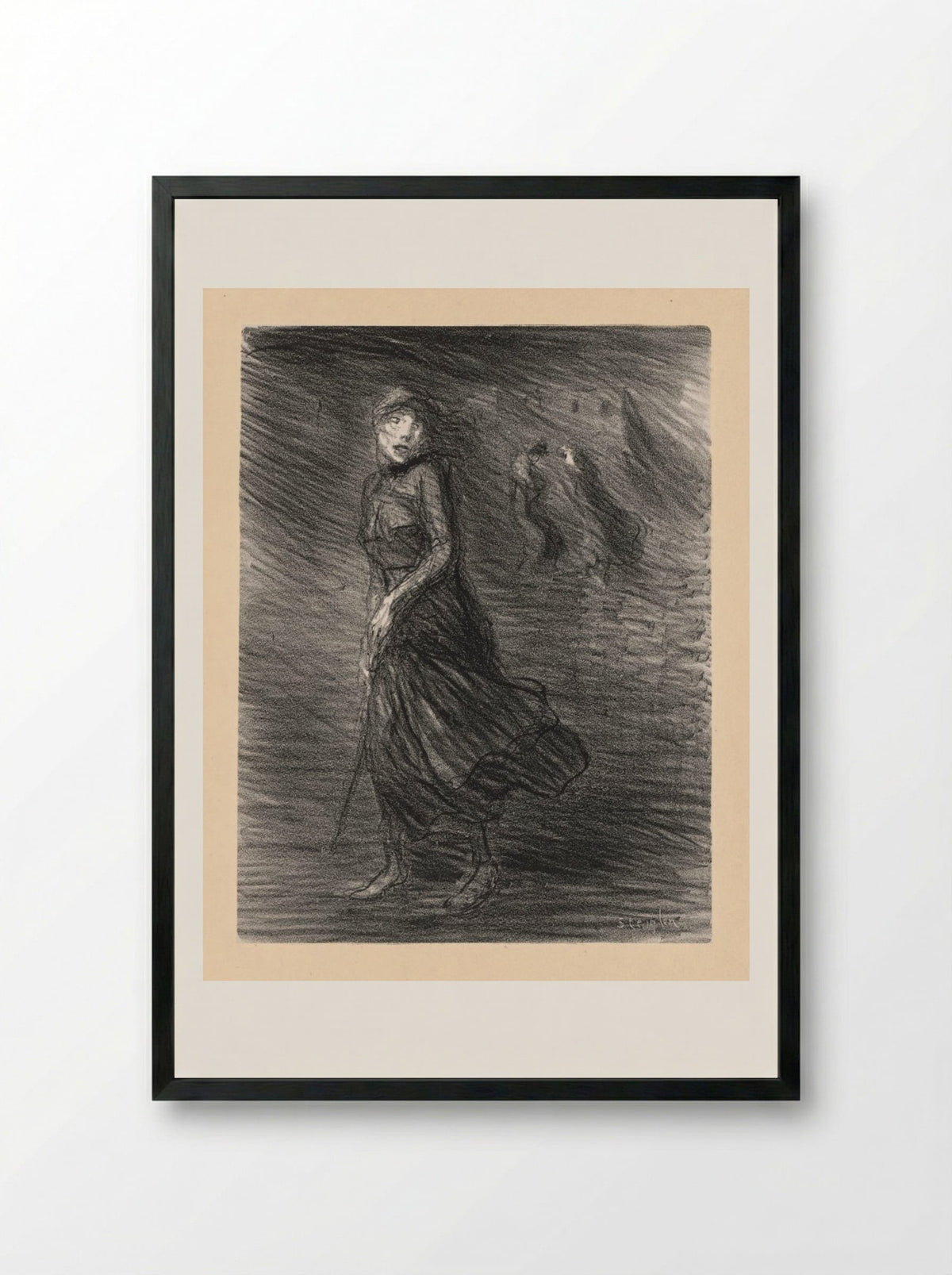 In the Street (Dans la Rue) - Théophile Alexandre Steinlen - Framed Print Black