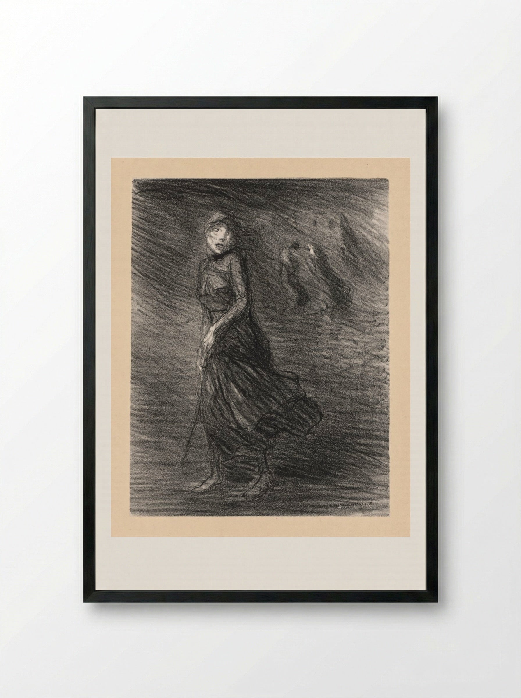 In the Street (Dans la Rue) - Théophile Alexandre Steinlen - Framed Print Black