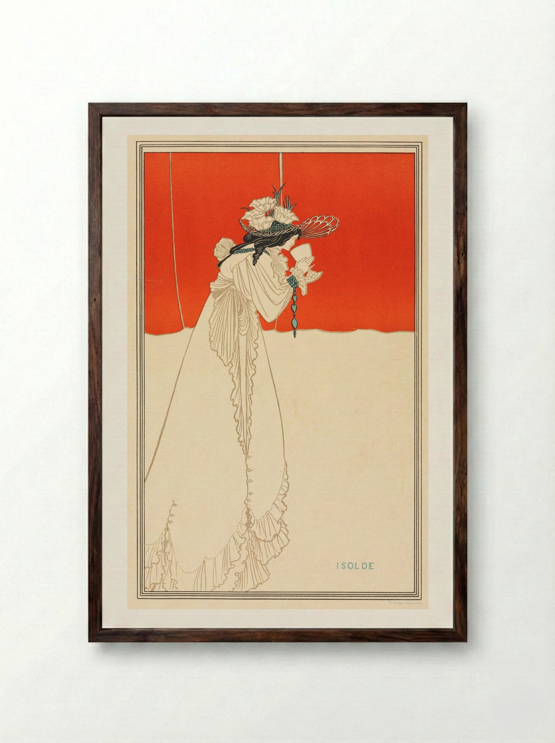 Isolde - Aubrey Beardsley - Framed Print Dark Wood