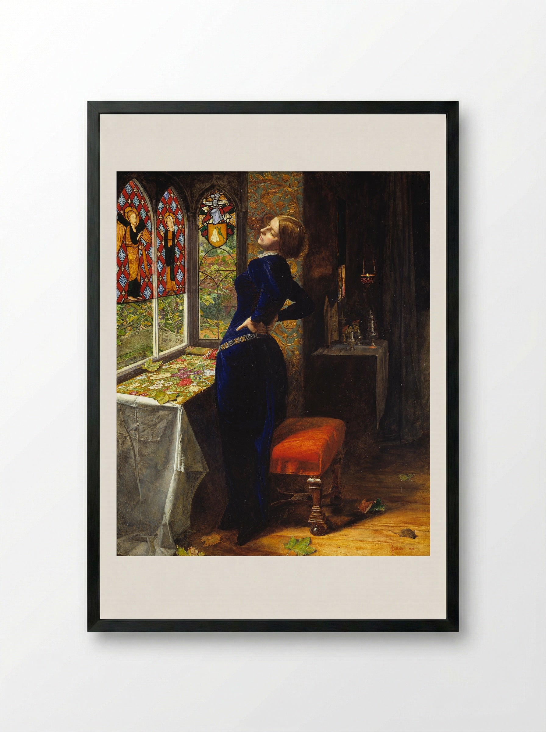 Mariana - John Everett Millais - Framed Print Black