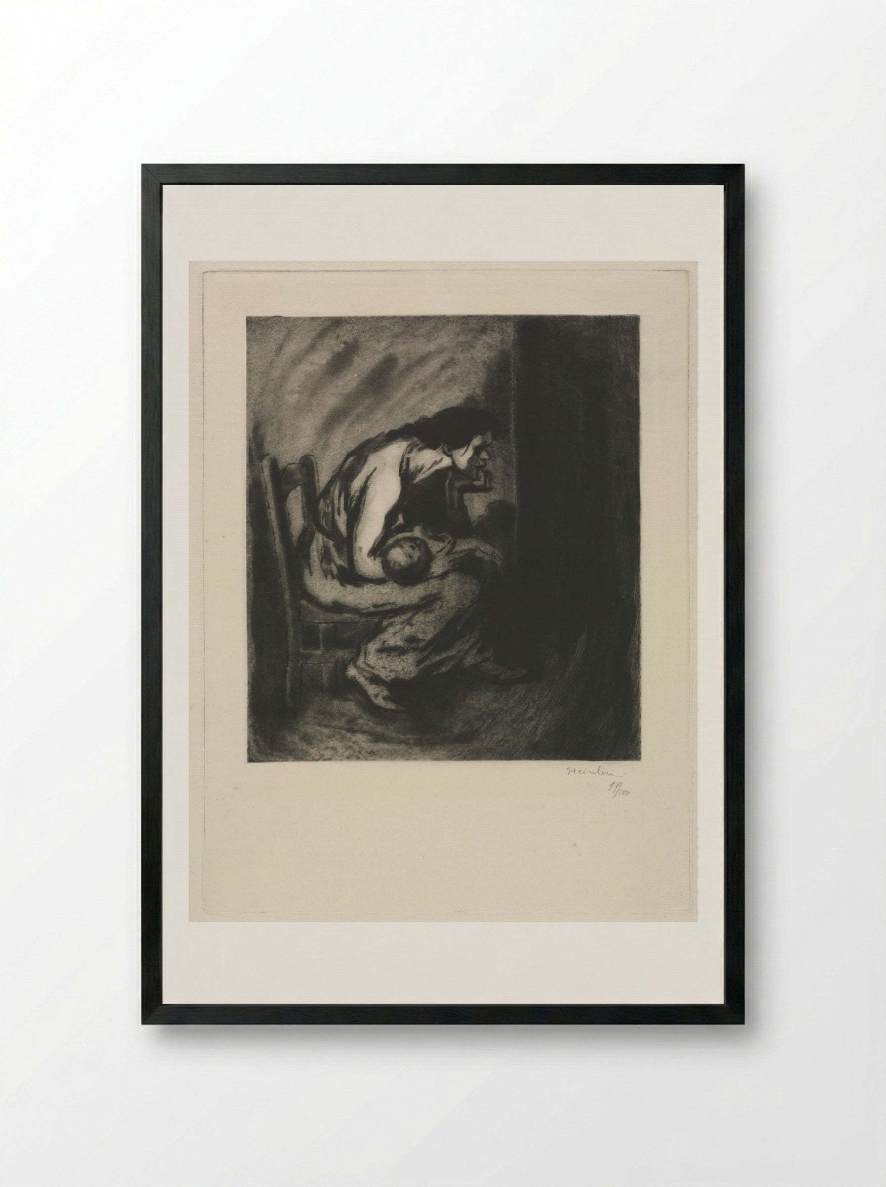 The Sick Child - Théophile Alexandre Steinlen - Framed Print Black