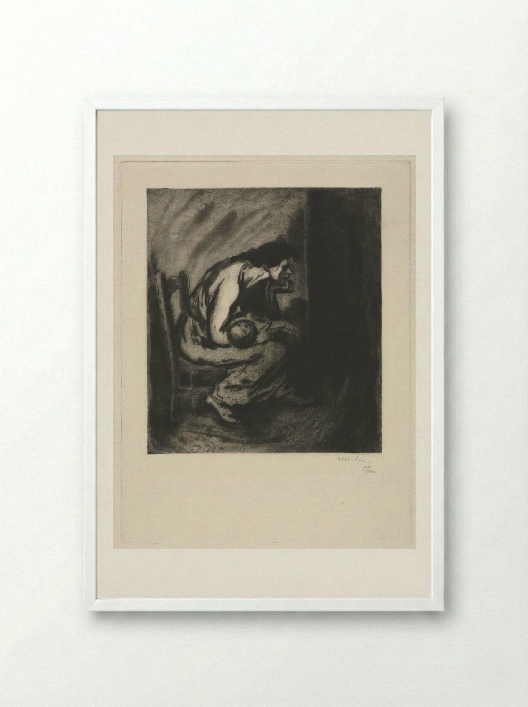 The Sick Child - Théophile Alexandre Steinlen - Framed Print White