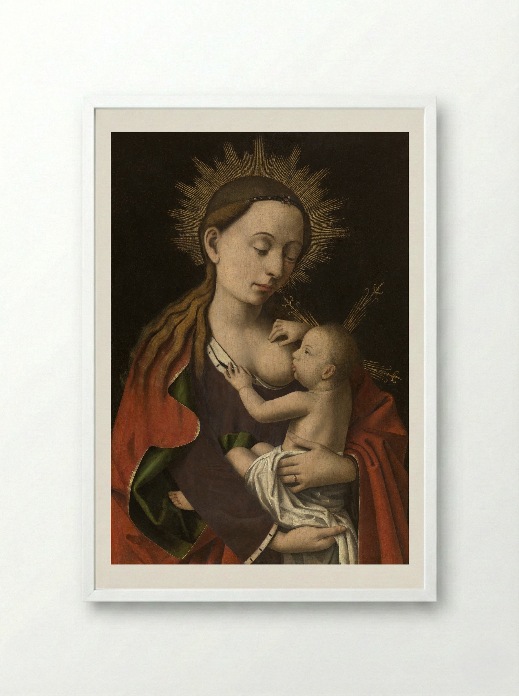 Madonna Nursing the Child - Petrus Christus - Framed Print White
