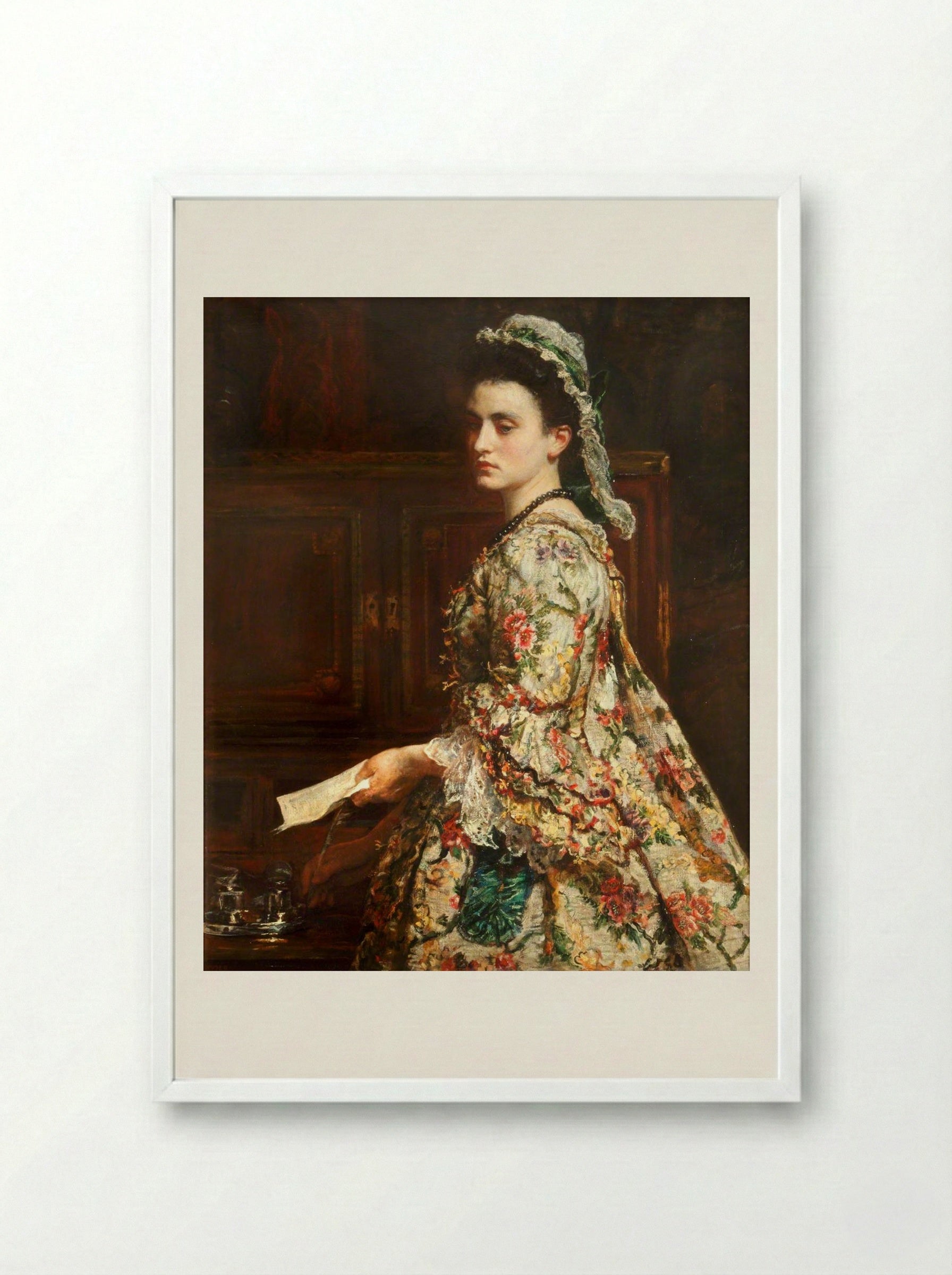 Vanessa - John Everett Millais - Framed Print White