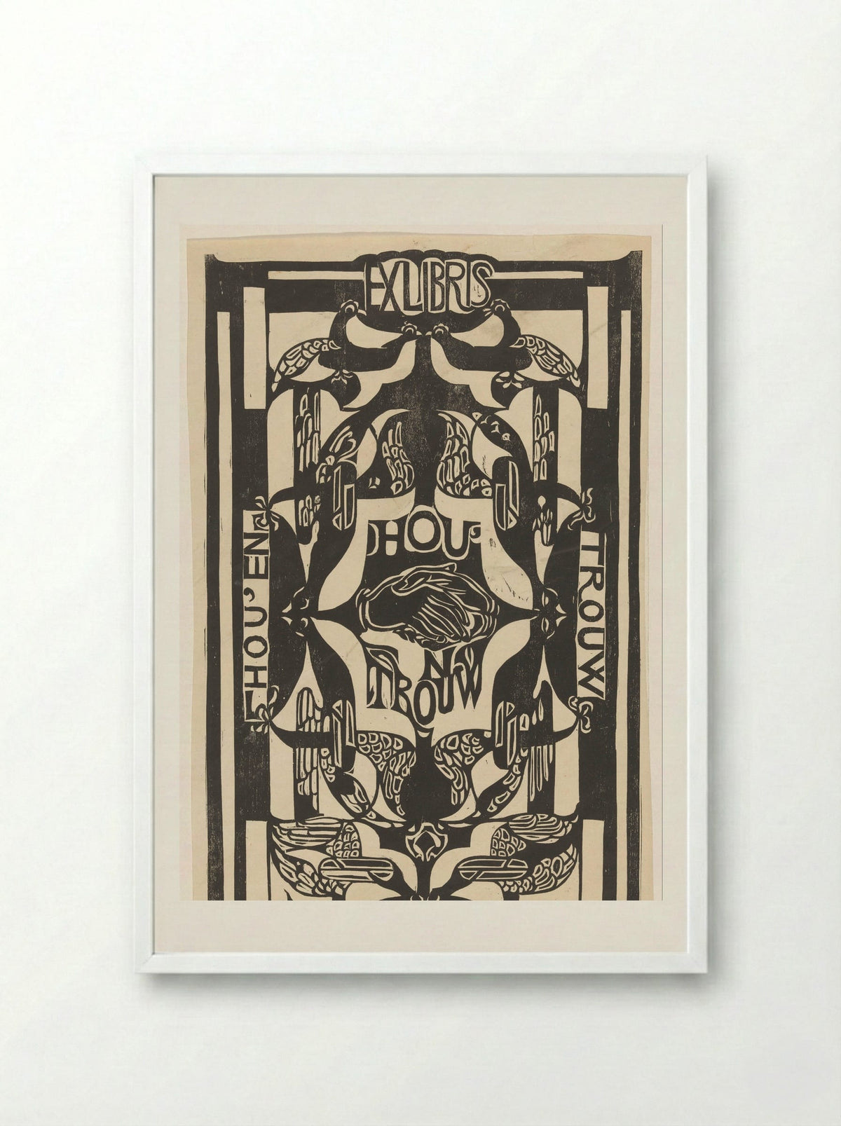 Ex libris van de vereniging Hou'en Trouw - Carel Adolph Lion Cachet - Framed Print White