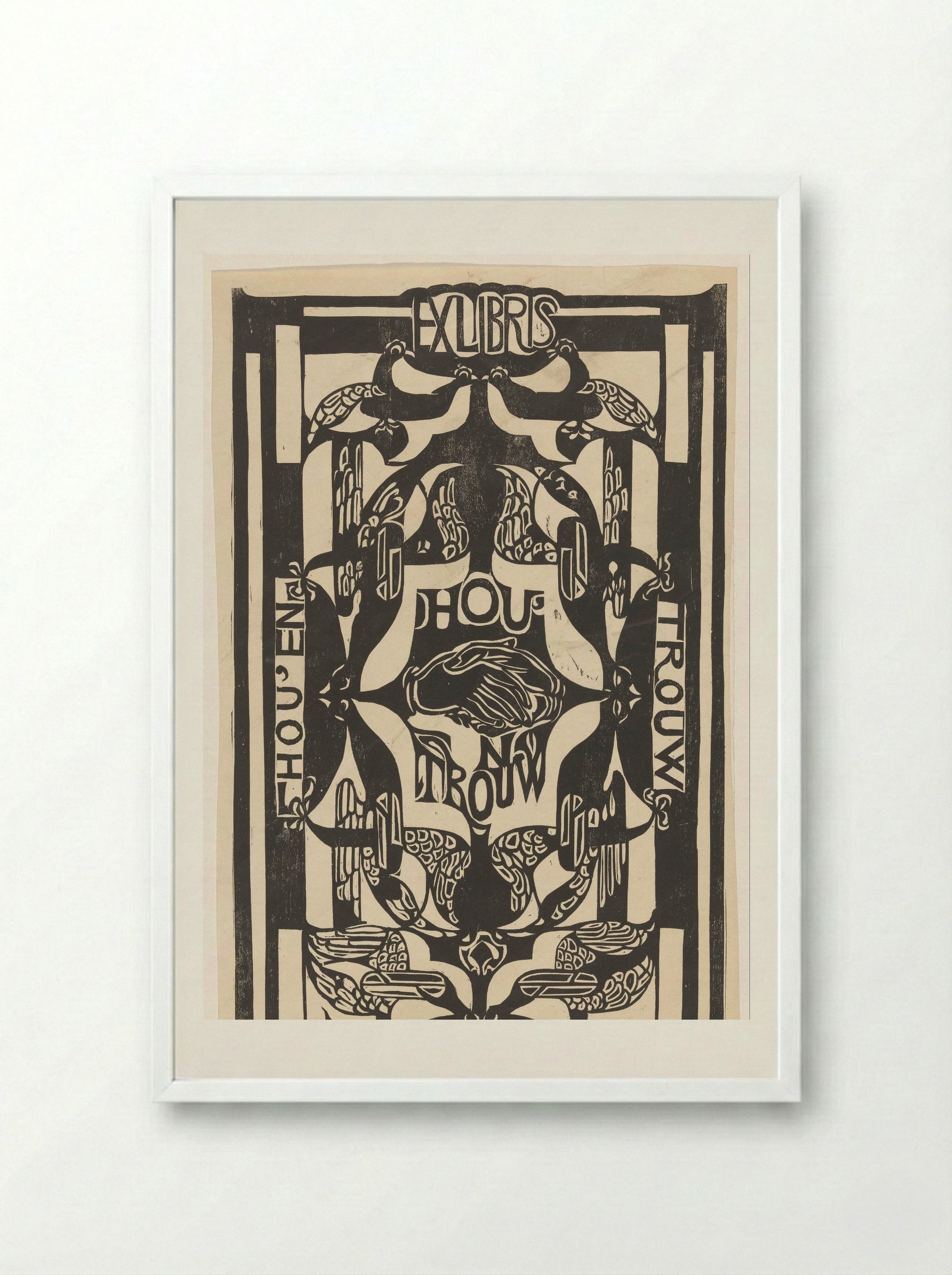 Ex libris van de vereniging Hou'en Trouw - Carel Adolph Lion Cachet - Framed Print White