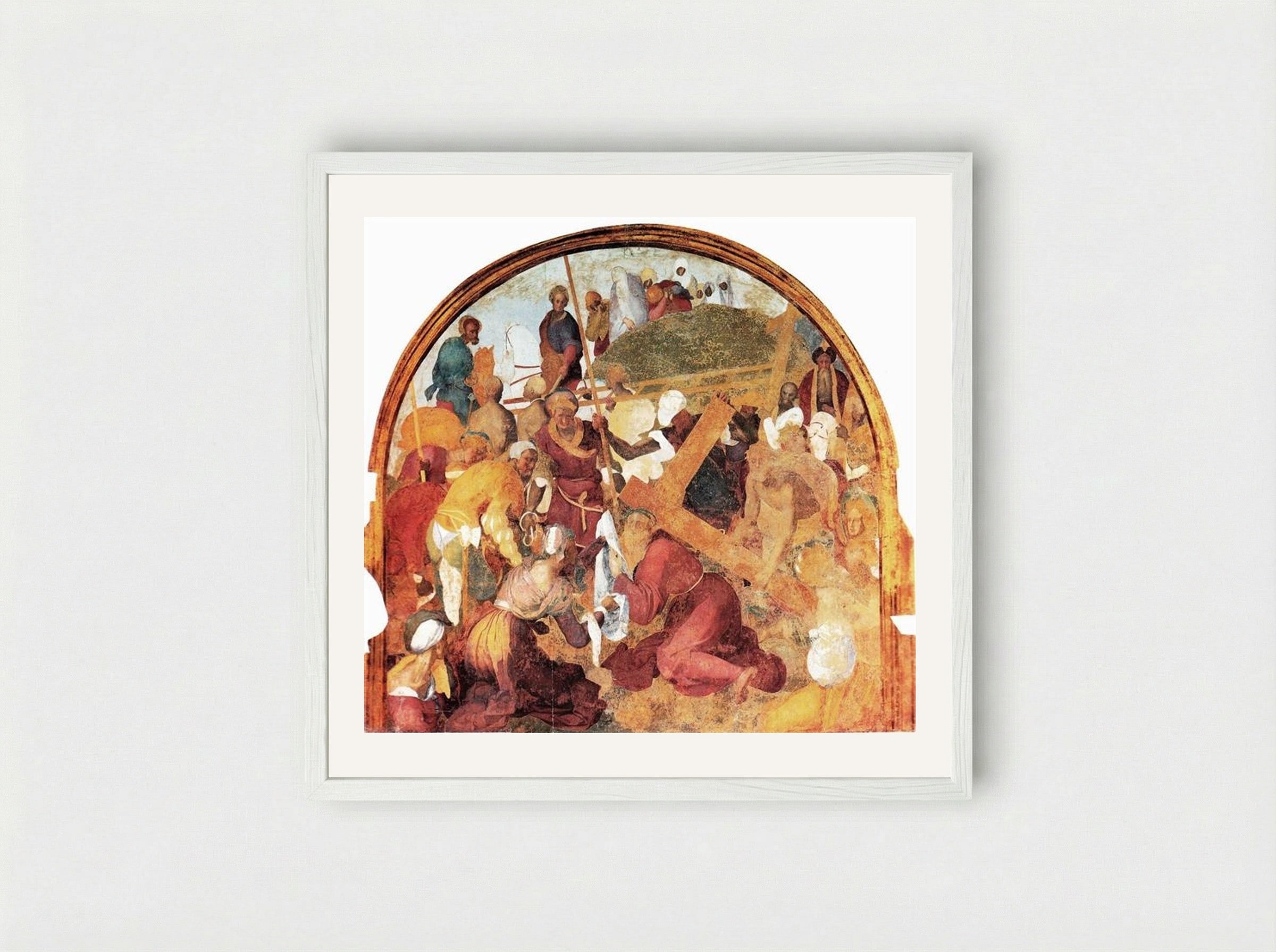 The Ascent to Calvary - Jacopo Pontormo - Framed Print White